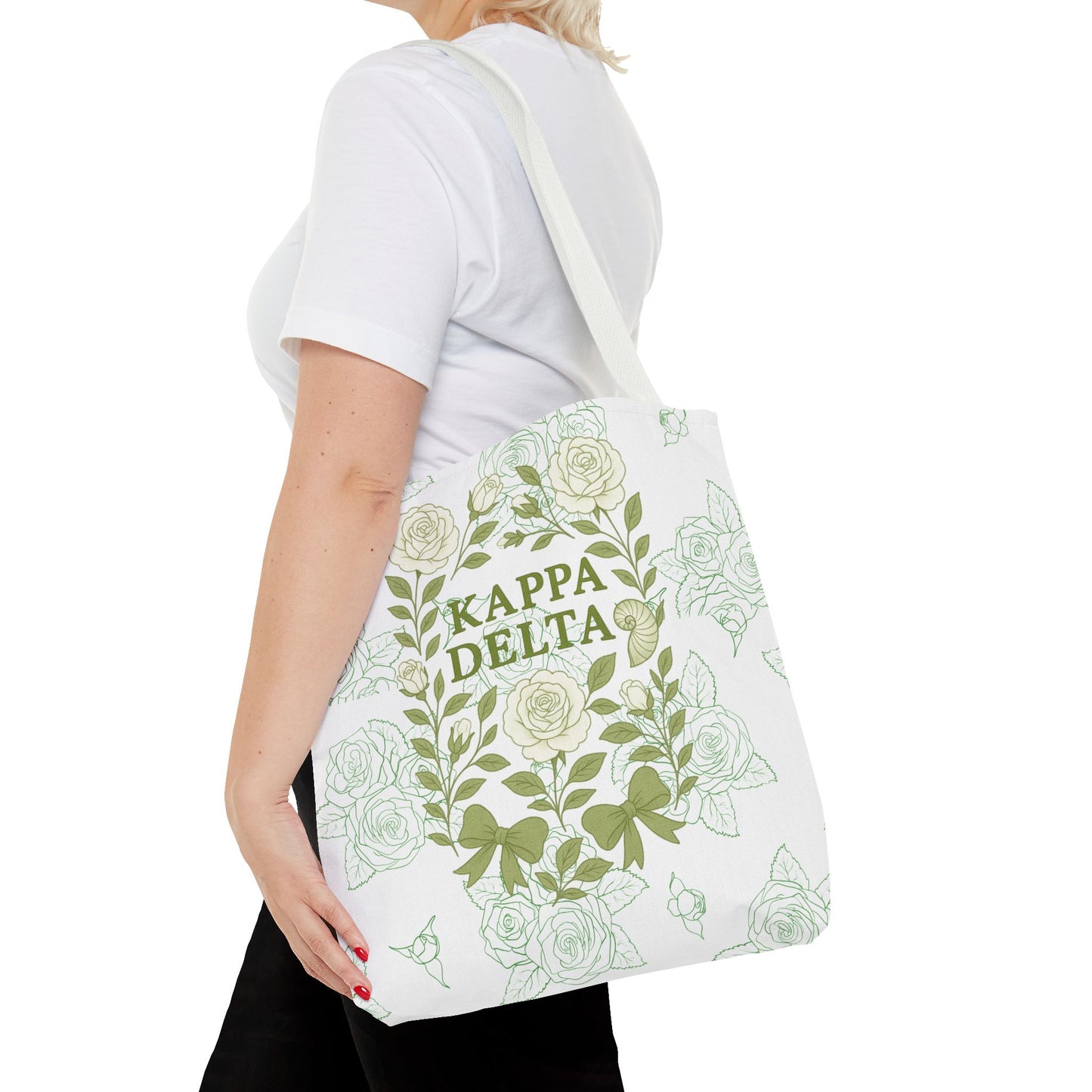 Elegant Kappa Delta Tote Bag, Floral AOP Design, Sorority Bag, Gift for Sisters, Eco-Friendly Shopping Bag