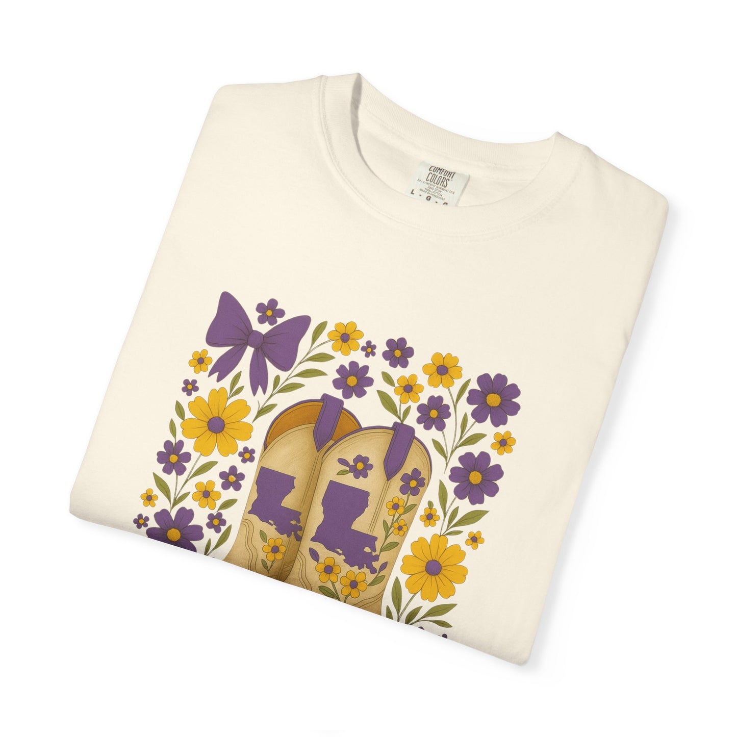 T-Shirt - Western Floral Boot T-Shirt, Vintage Graphic Shirt, Gift for Cowgirl, LSU Tigers, Louisiana Game Day