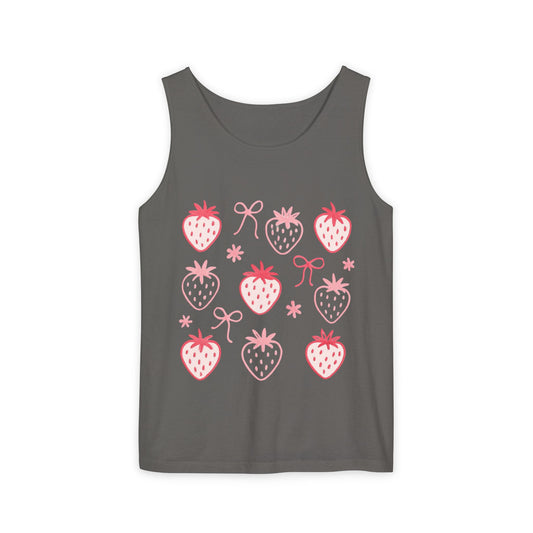 Strawberry Print Tank Top - Summer Vibes Beachwear