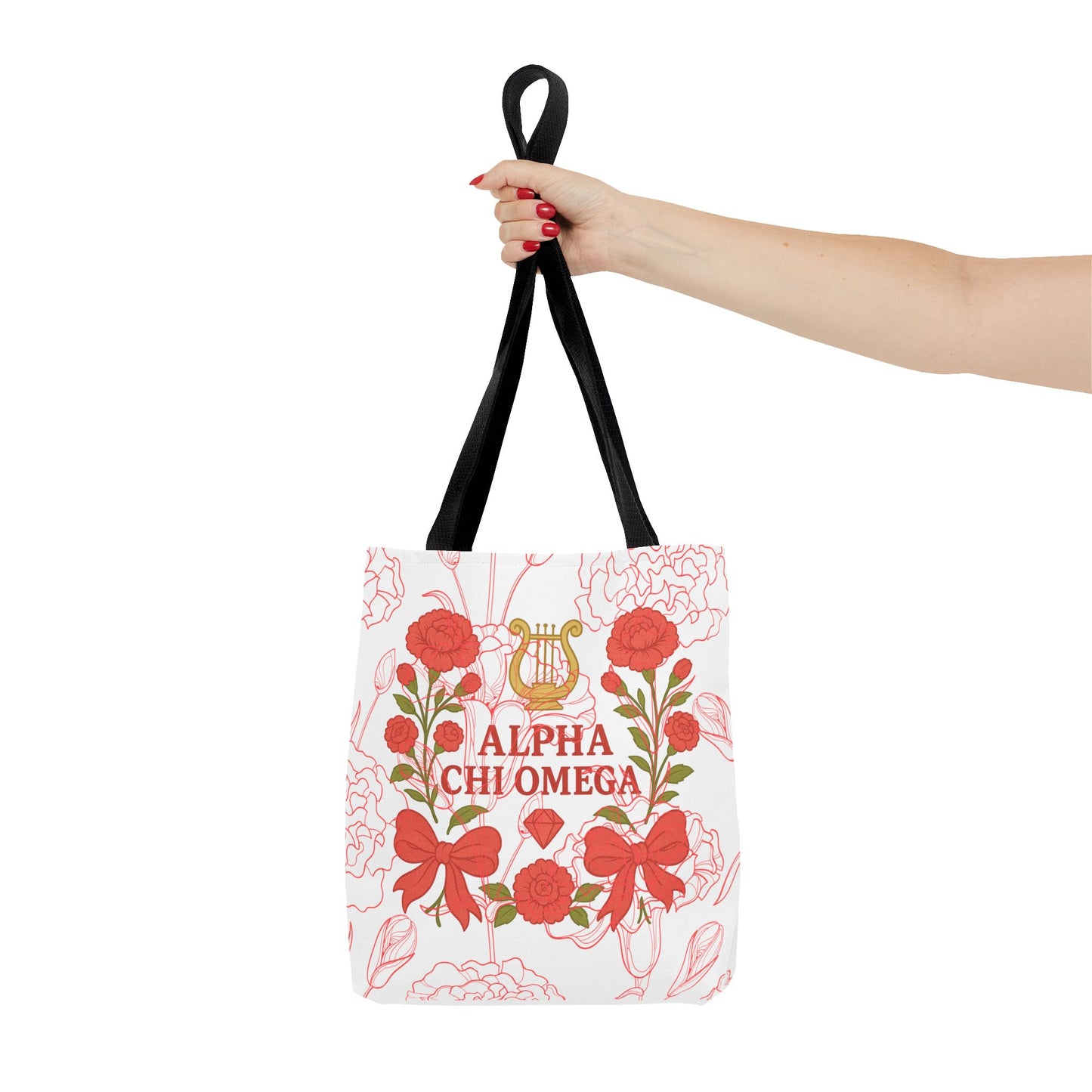 Floral Sorority Alpha Chi Omega Tote Bag, College Essentials, Gift for Sorority Sisters, Eco-Friendly Shopping Tote, Alpha Chi Omega Apparel