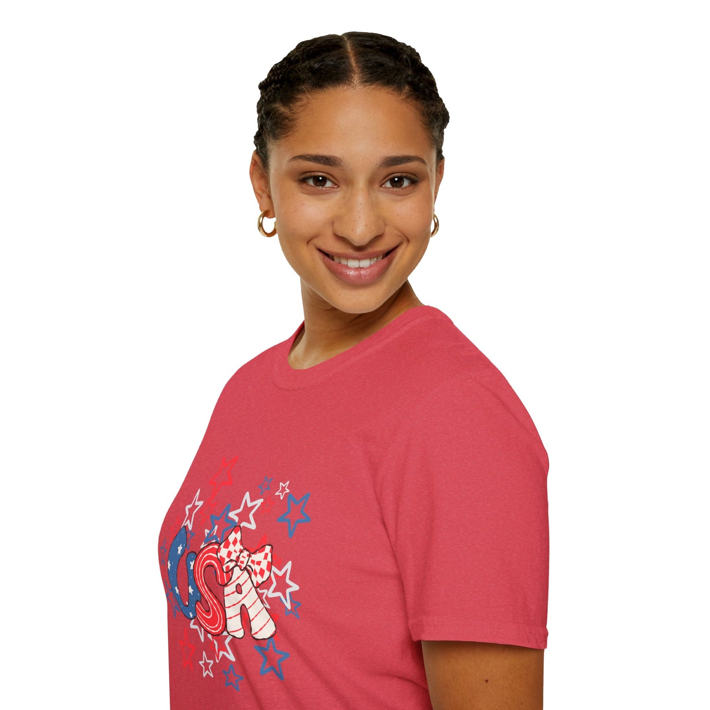 Patriotic Unisex T-Shirt for Independence Day, July 4th Celebration, Star-Patterned Tee, USA Graphic Top, Casual American Apparel