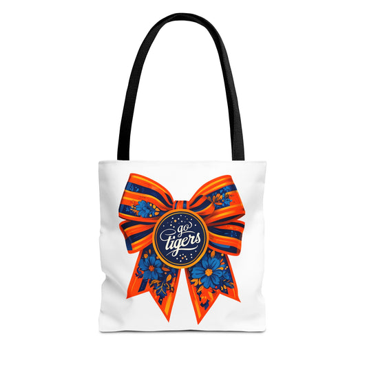Cheerful Floral Tote Bag - Go Tigers, Sports Fan Gift, Custom Tote, Floral Design, Game Day Bag, Personalized Shopping Bag