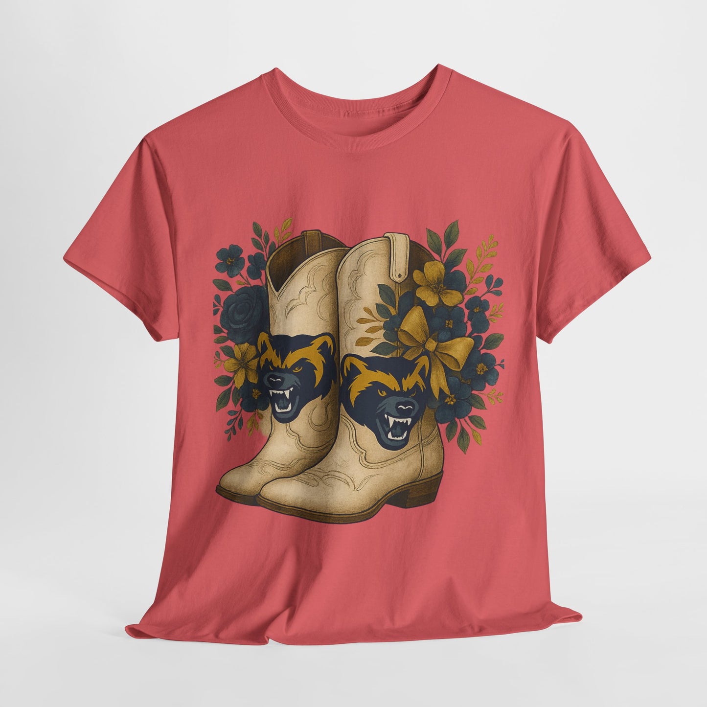 Graphic Tee - Michigan Wolverines Maize and Blue Country Chic Floral Cowboy Boots Vintage Style Shirt