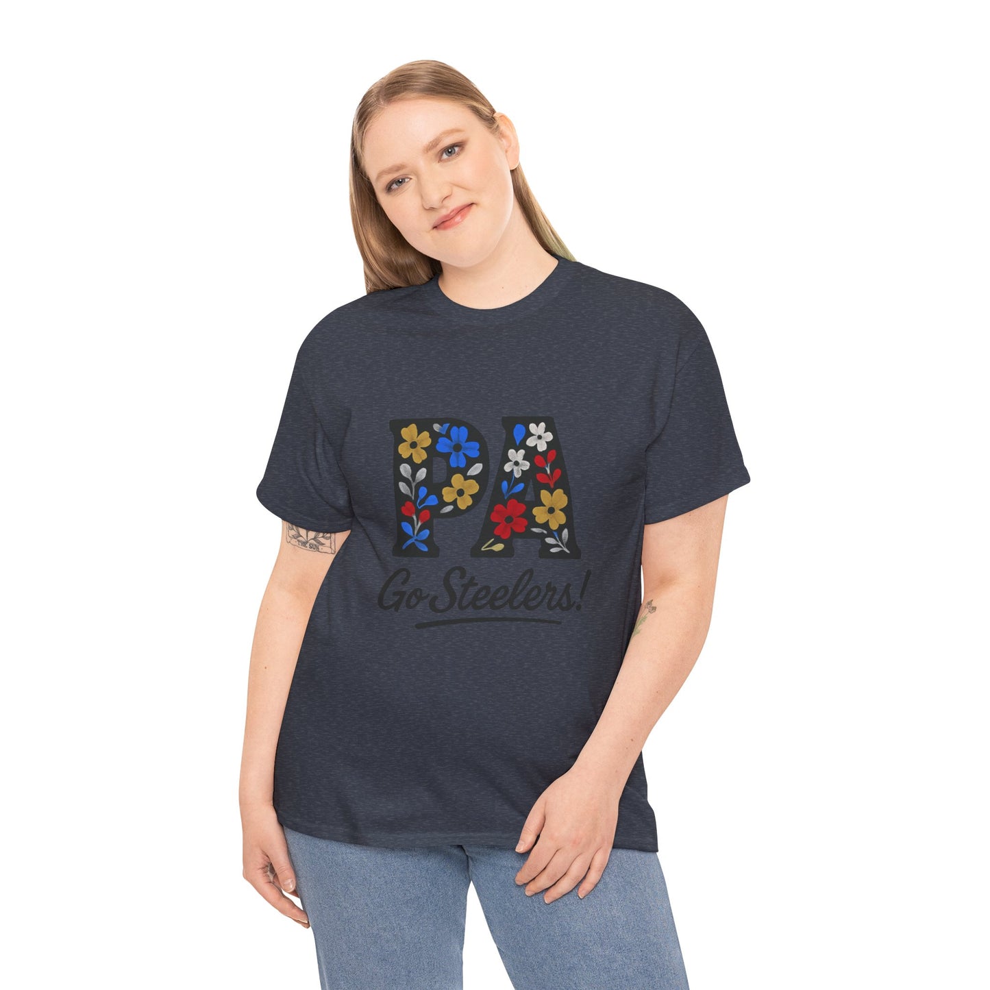 Sports Fan Tee - Floral PA Go Steelers Unisex Heavy Cotton Tee