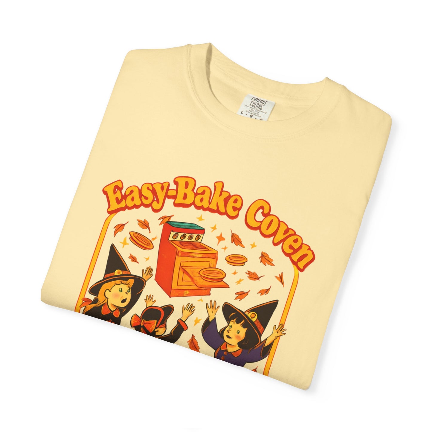Halloween Witch T-Shirt, Unisex Garment-Dyed Shirt, Easy-Bake Coven Tee, Spooky Season Apparel, Cute Witch Design