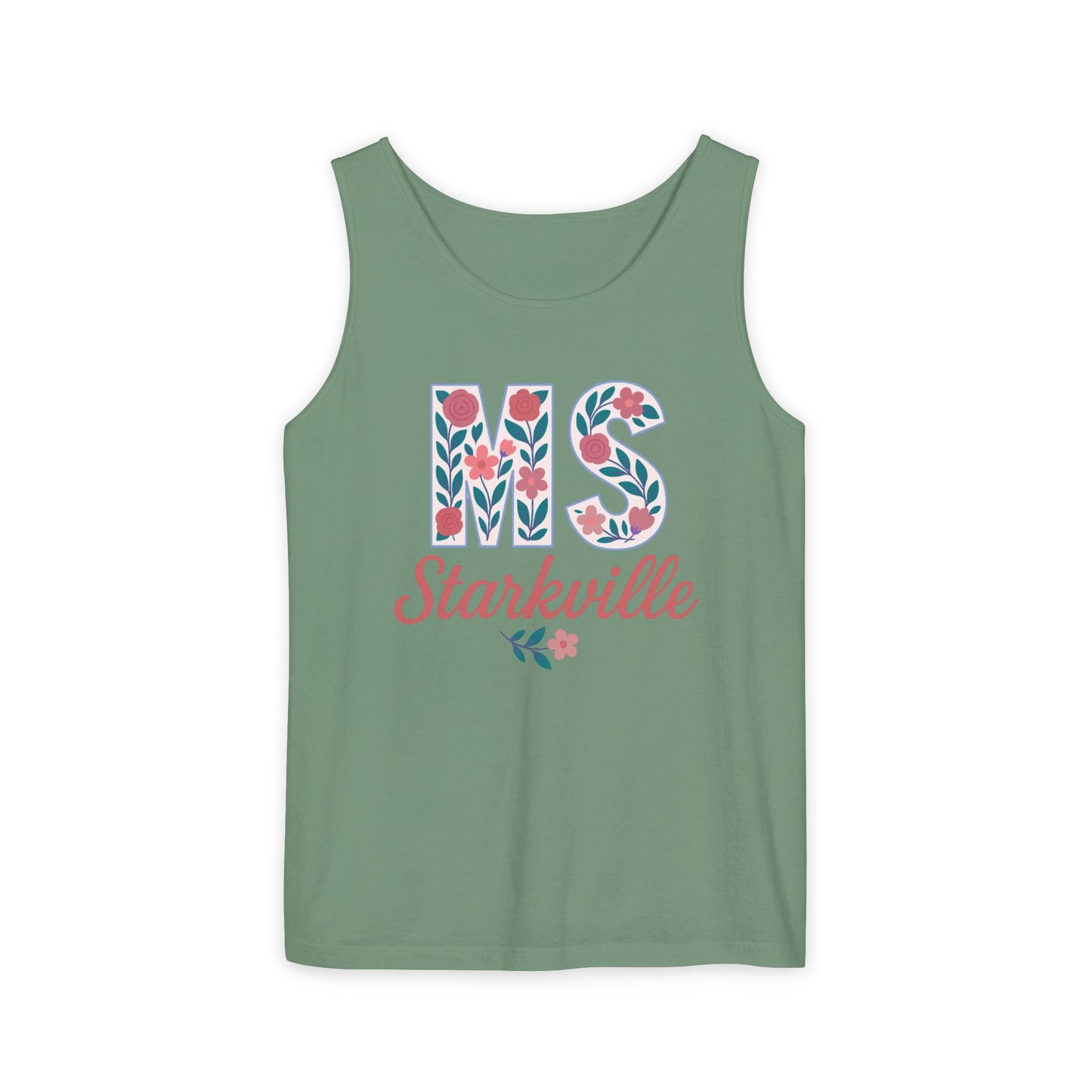 Mississippi Floral Monogram Summer Tank Top, Comfort Colors, Perfect for Casual Outings, Gifts, Beach Days, Graduation Celebrations,