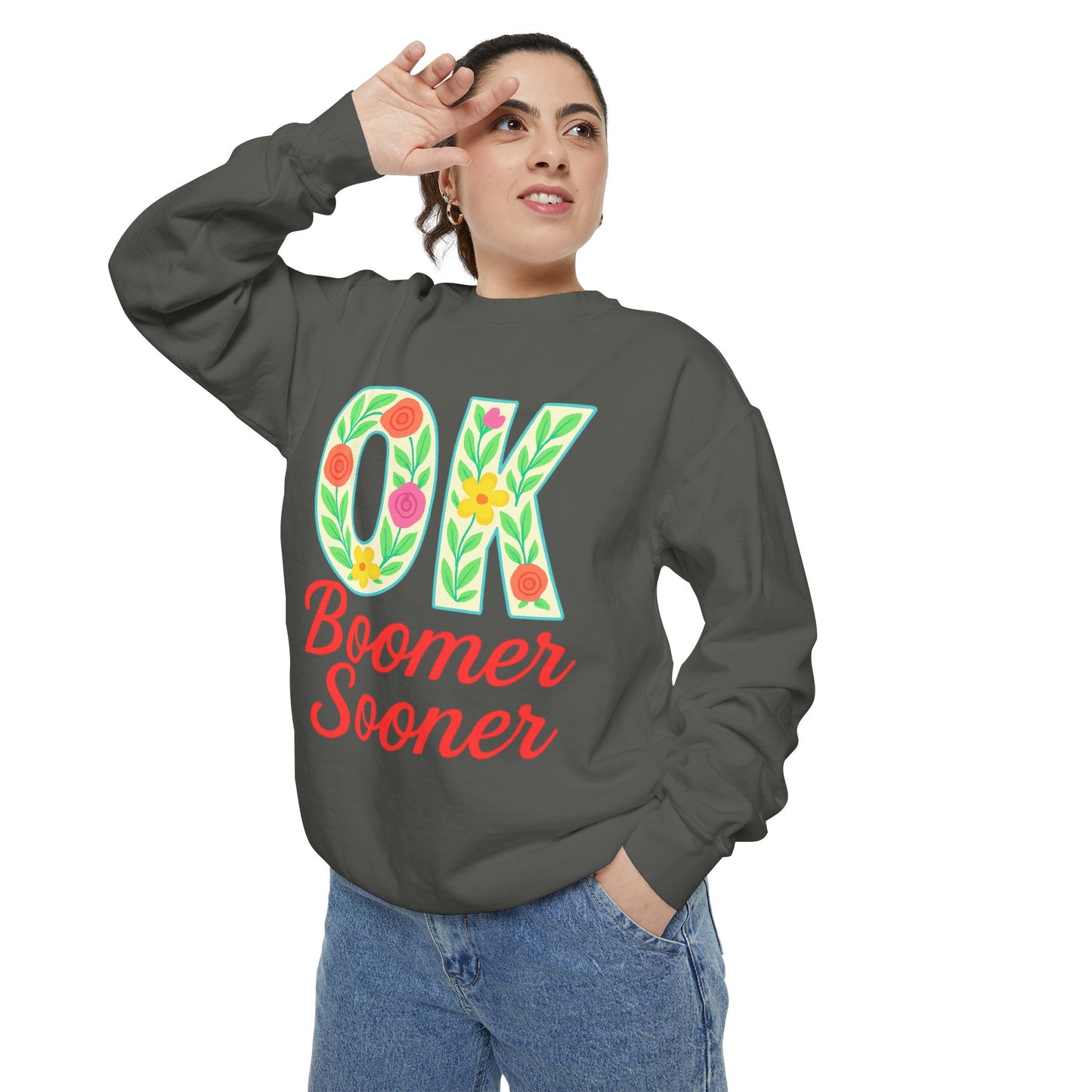 Colorful OK Boomer Sooner Unisex Sweatshirt, Casual Wear, College Apparel, Gift for Fans, Cozy Layering