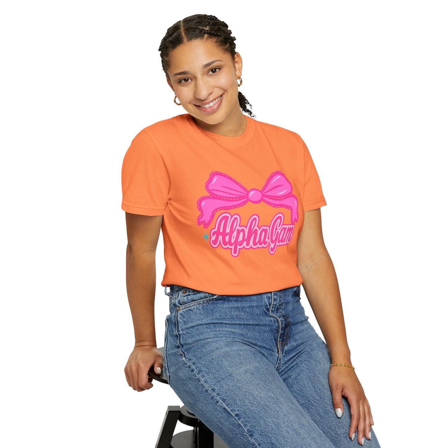 AlphaGam Bow T-Shirt | Unisex Garment-Dyed Tee for Sorority Sisters, College Apparel, Gifts for Greek Life, Casual Outfit, Sorority [...]