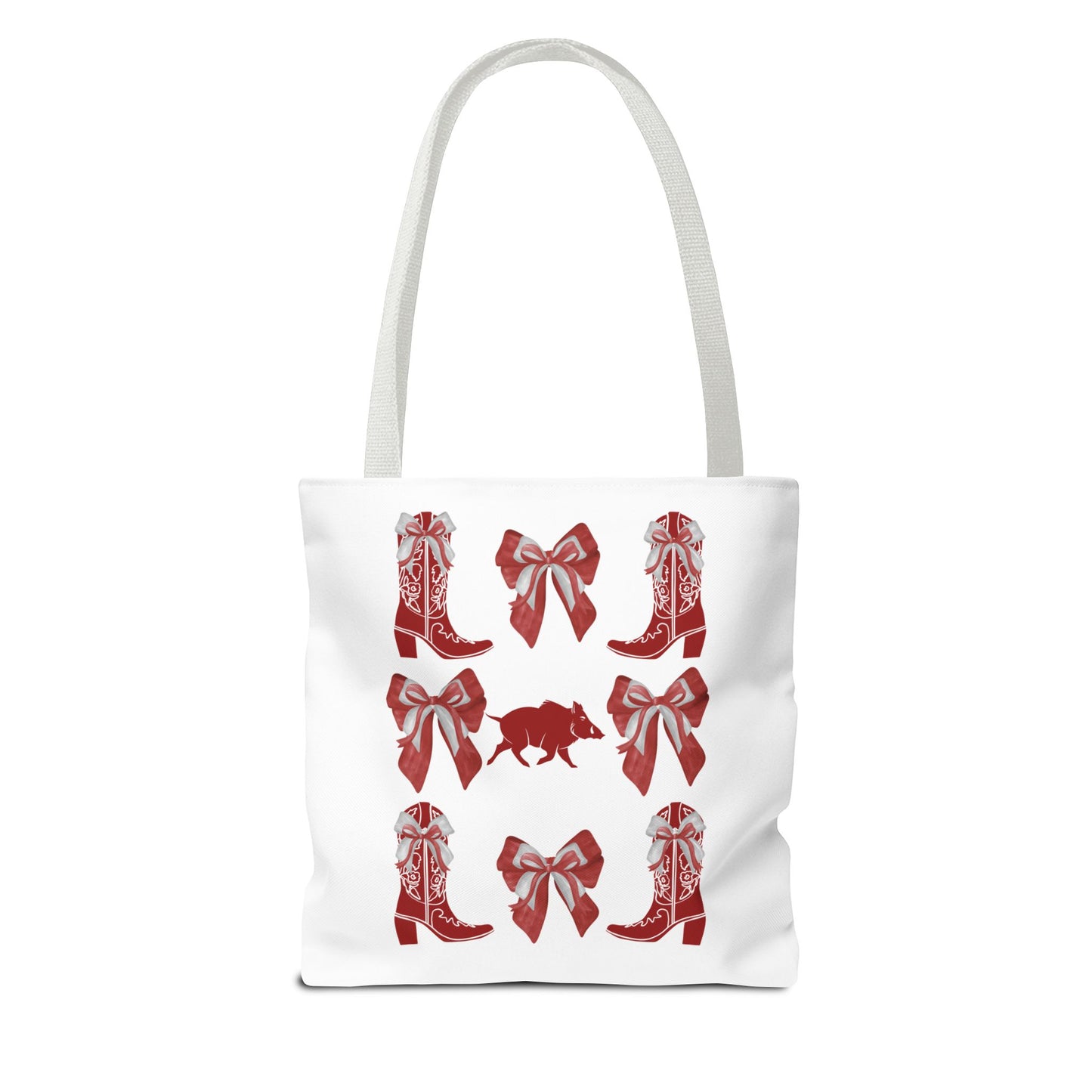 Arkansas Coquette Bow Chic Tote Bag - Stylish Carryall for Cowgirls, Woo Pig Gifts, AR Razorback Fan Gift, Arkansas Game Day Tote, Graduation Gift, Arkansas Alumni