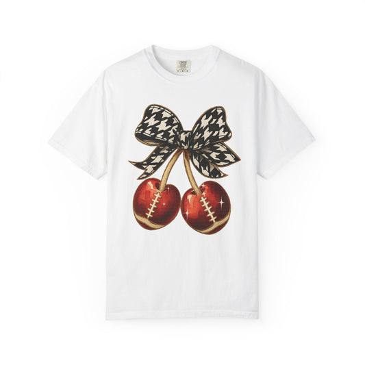 Houndstooth Bow Unisex Tee for Sports Lovers | Garment-Dyed T-shirt