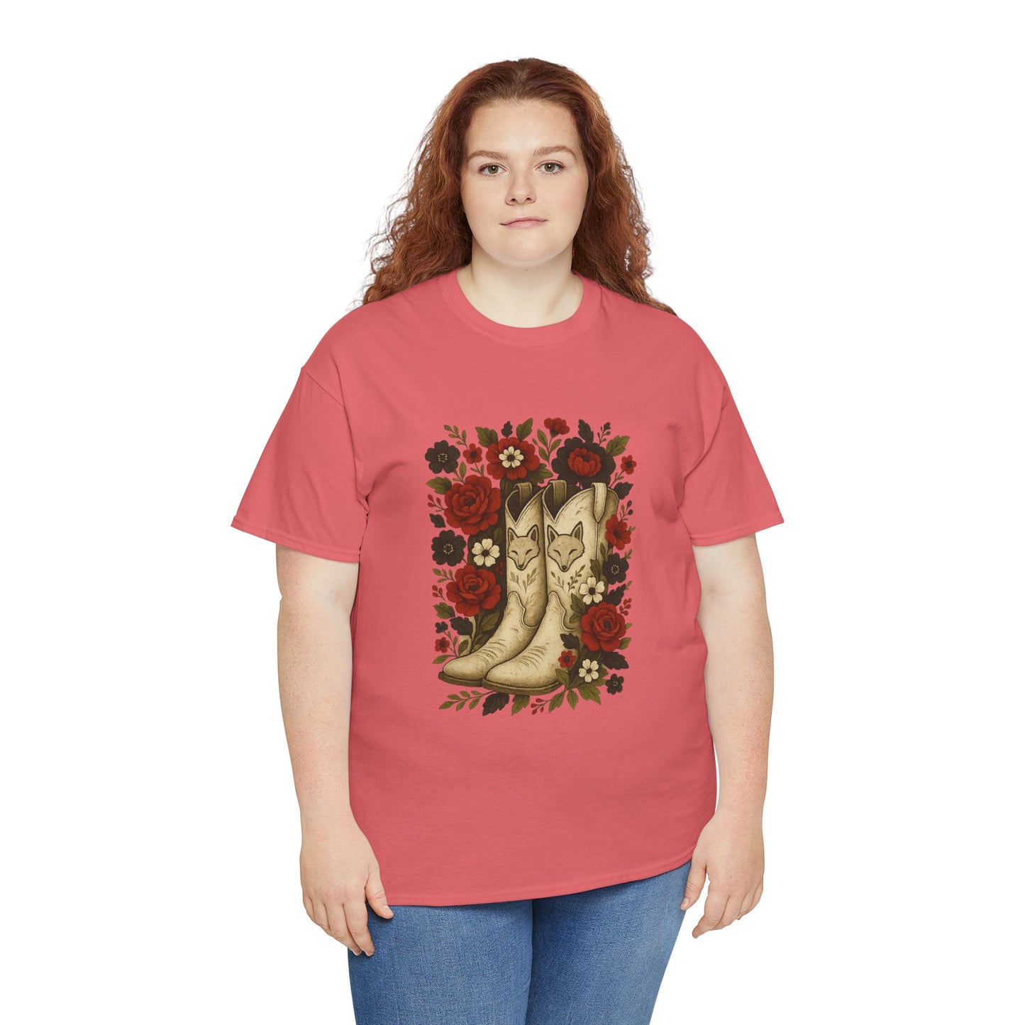 AR State Red Wolves Vintage Floral Cowboy Boots Tee