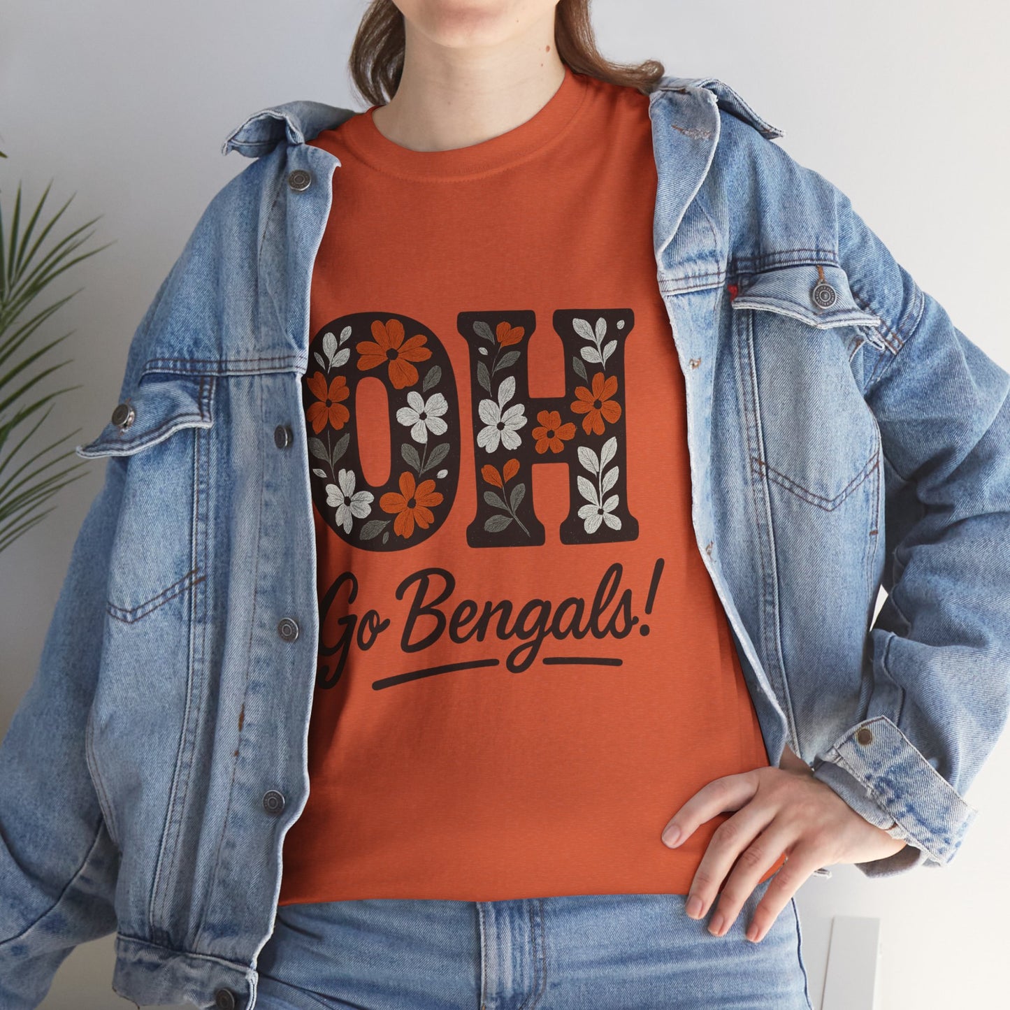 Bengals Floral Tee - Unisex Heavy Cotton