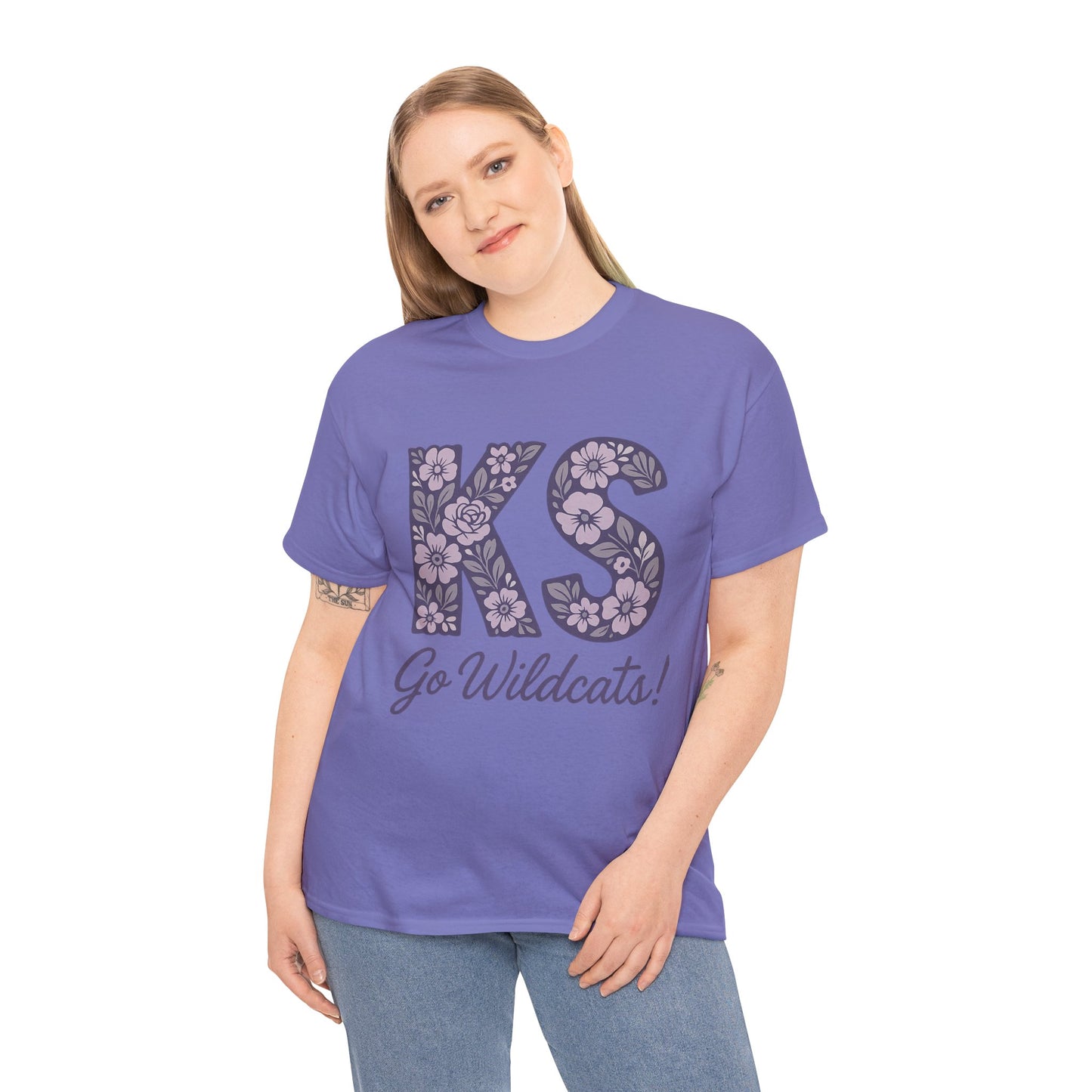 KS Floral Team Spirit Tee: Celebrate Kansas State Wildcats in Style, Perfect for Sports Events, Gifts, & Casual Wear
