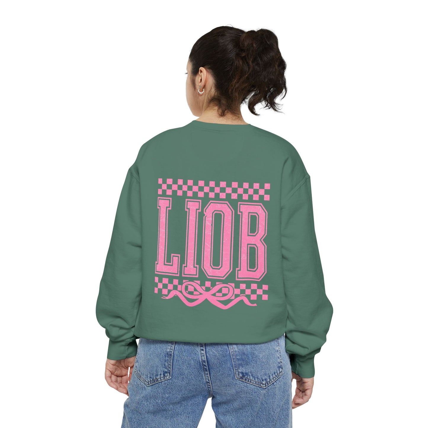 Cozy Garment-Dyed Sweatshirt with 'LIOB' Design | Casual Wear, Gift for Friends, Birthday, Celebrations, Loungewear
