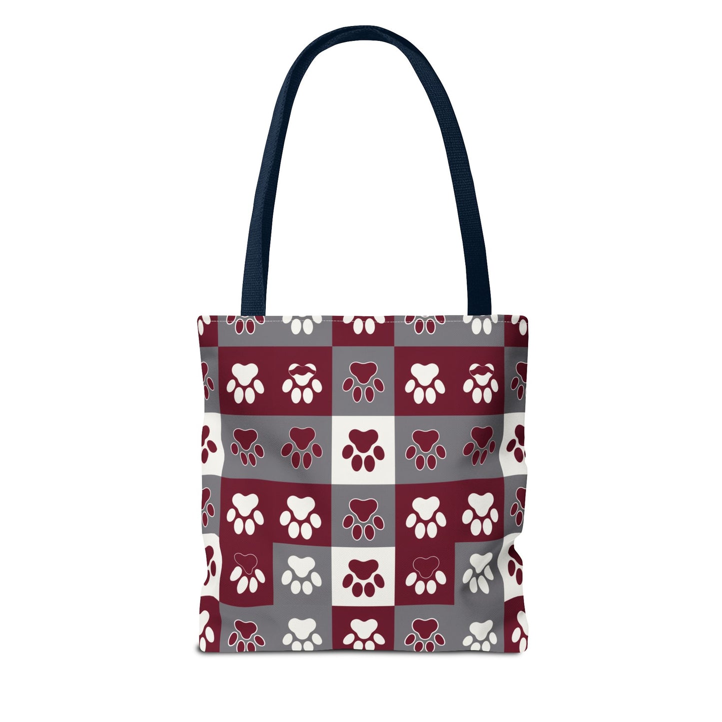 MS Bulldog Tote Bag - AOP, Paw Print Design, Reusable Shopping Bag, Mississippi Bulldog Fan, Animal Lover Accessory