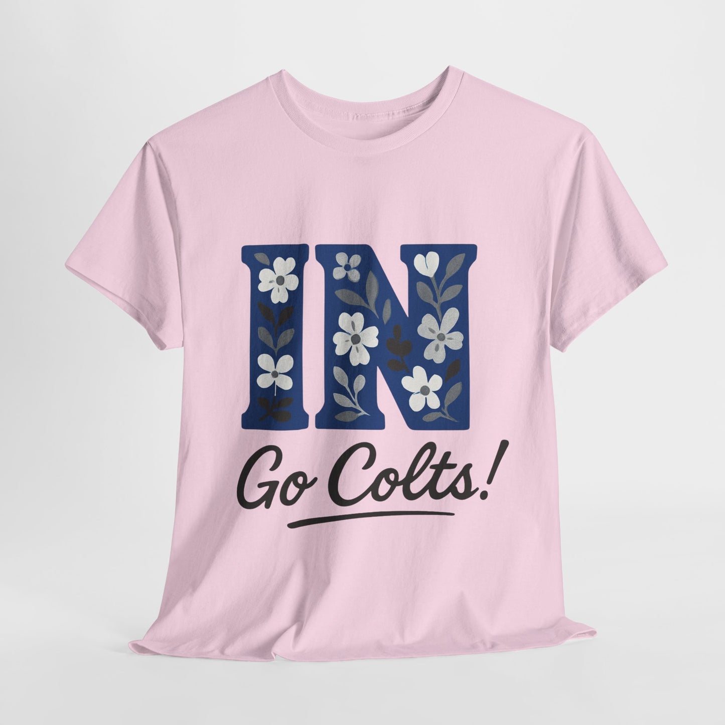 Floral Colts Tee | Unisex Heavy Cotton Tee for Sports Fans, Indiana Pride