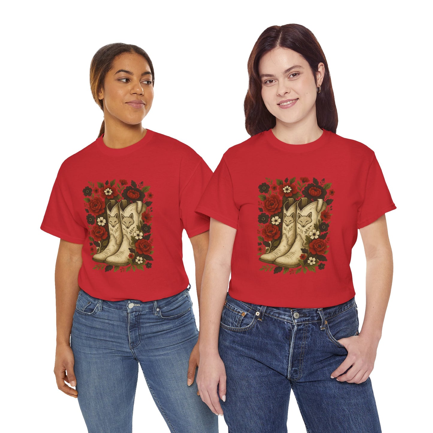 AR State Red Wolves Vintage Floral Cowboy Boots Tee