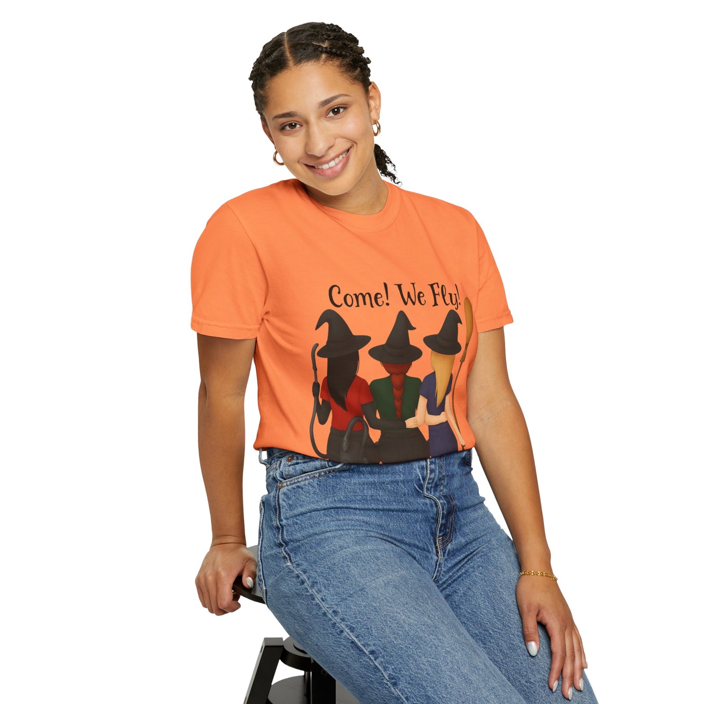 Witchy Halloween T-shirt - Come We Fly Unisex Garment-Dyed Tee