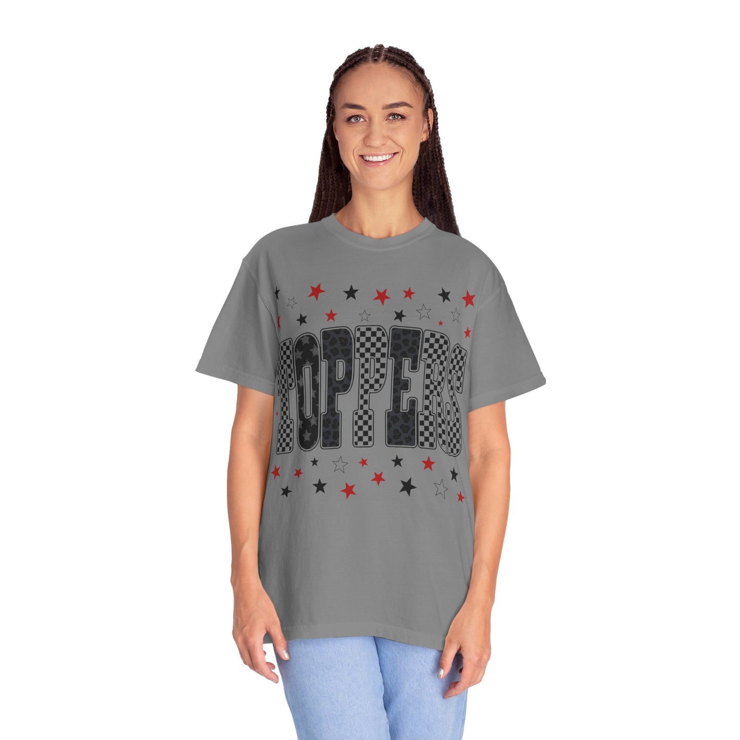 Topper Star and Checker Pattern Graphic Tee