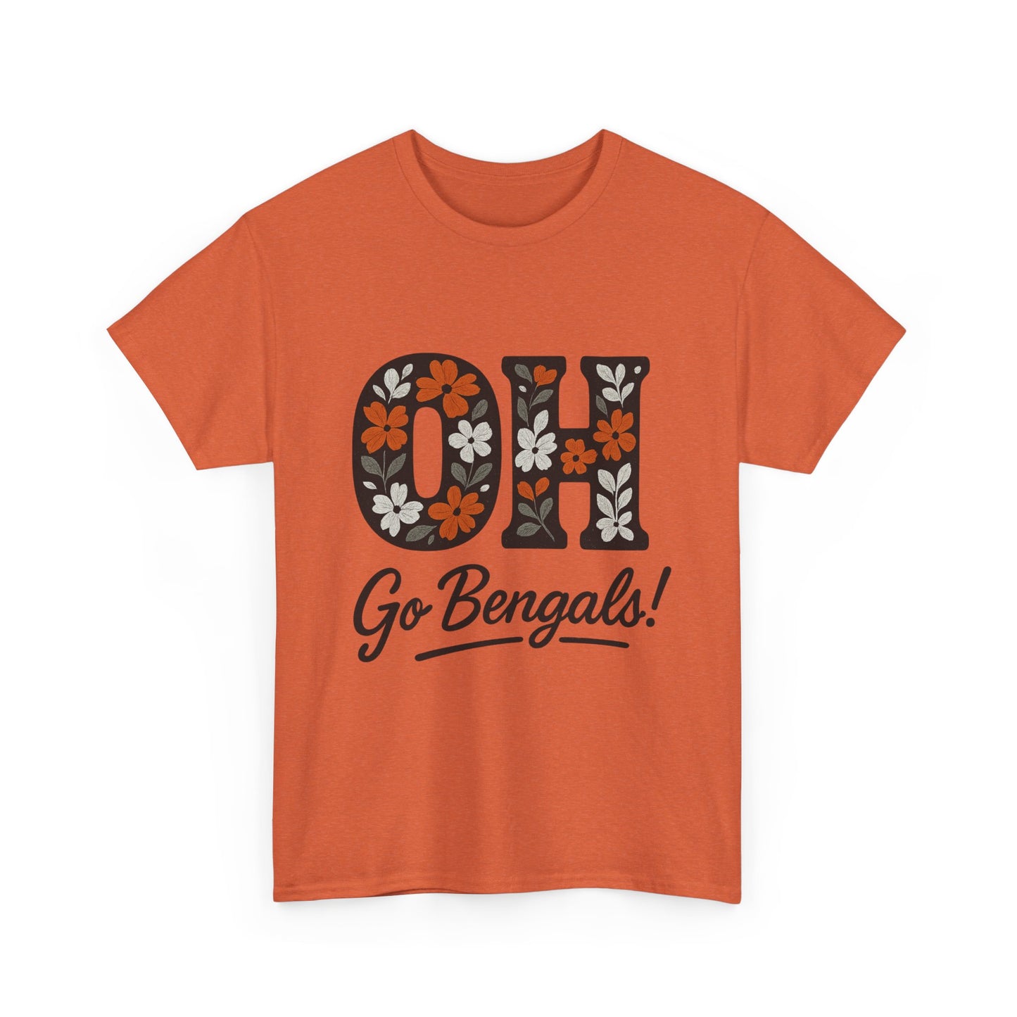 Bengals Floral Tee - Unisex Heavy Cotton