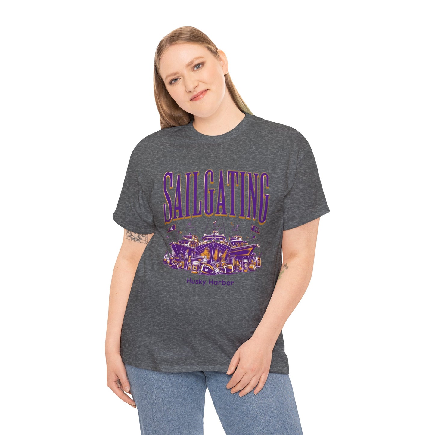 Sailgating Tee - Washington Huskies Unisex Heavy Cotton Shirt