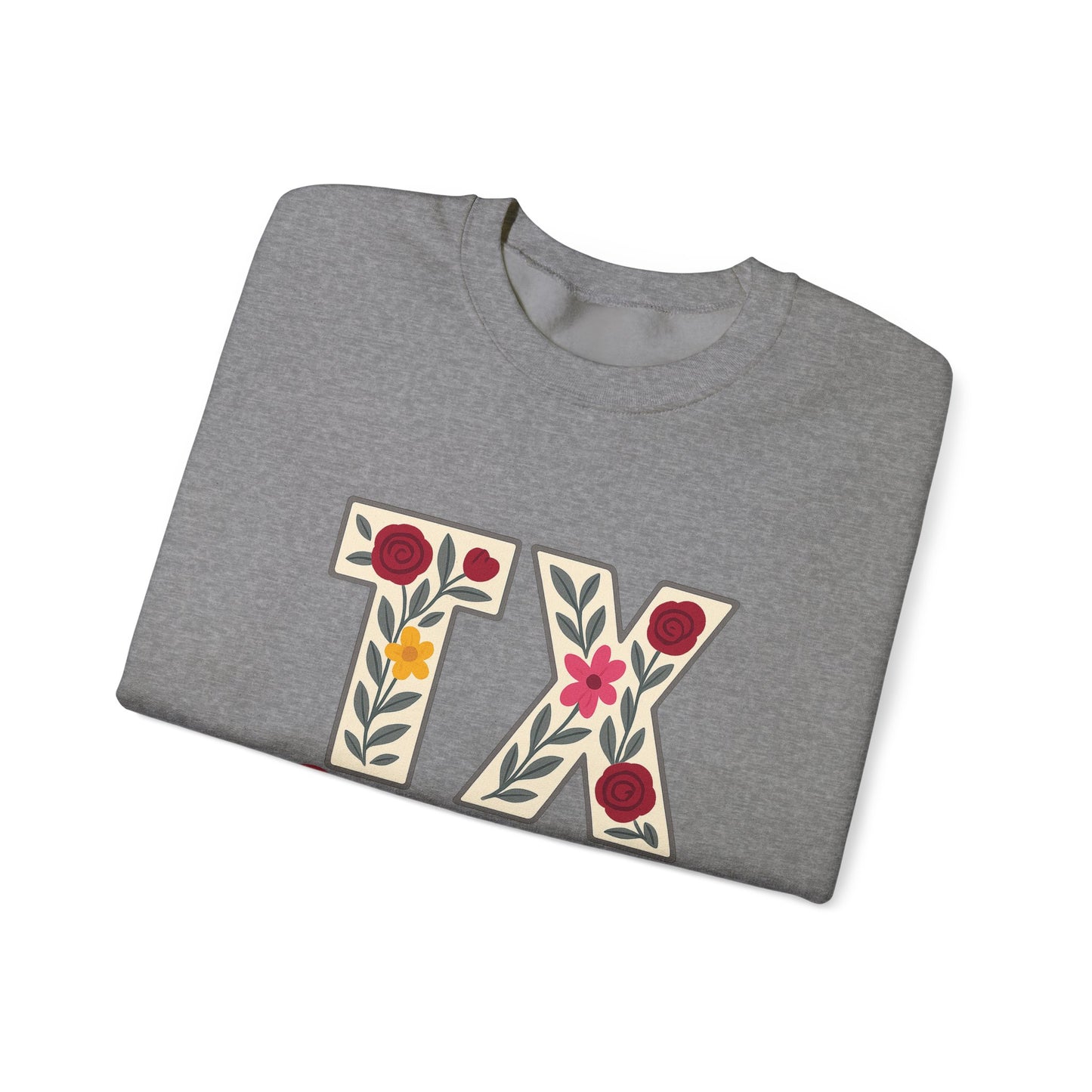 Texas Floral Crewneck Sweatshirt, Cozy Texas Sweatshirt, TX Gig'em Gift, Unisex Sweatshirt for Gamers, Floral Crew Neck for Casual Wear