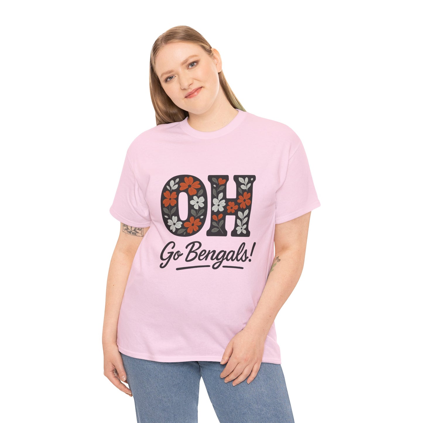 Bengals Floral Tee - Unisex Heavy Cotton