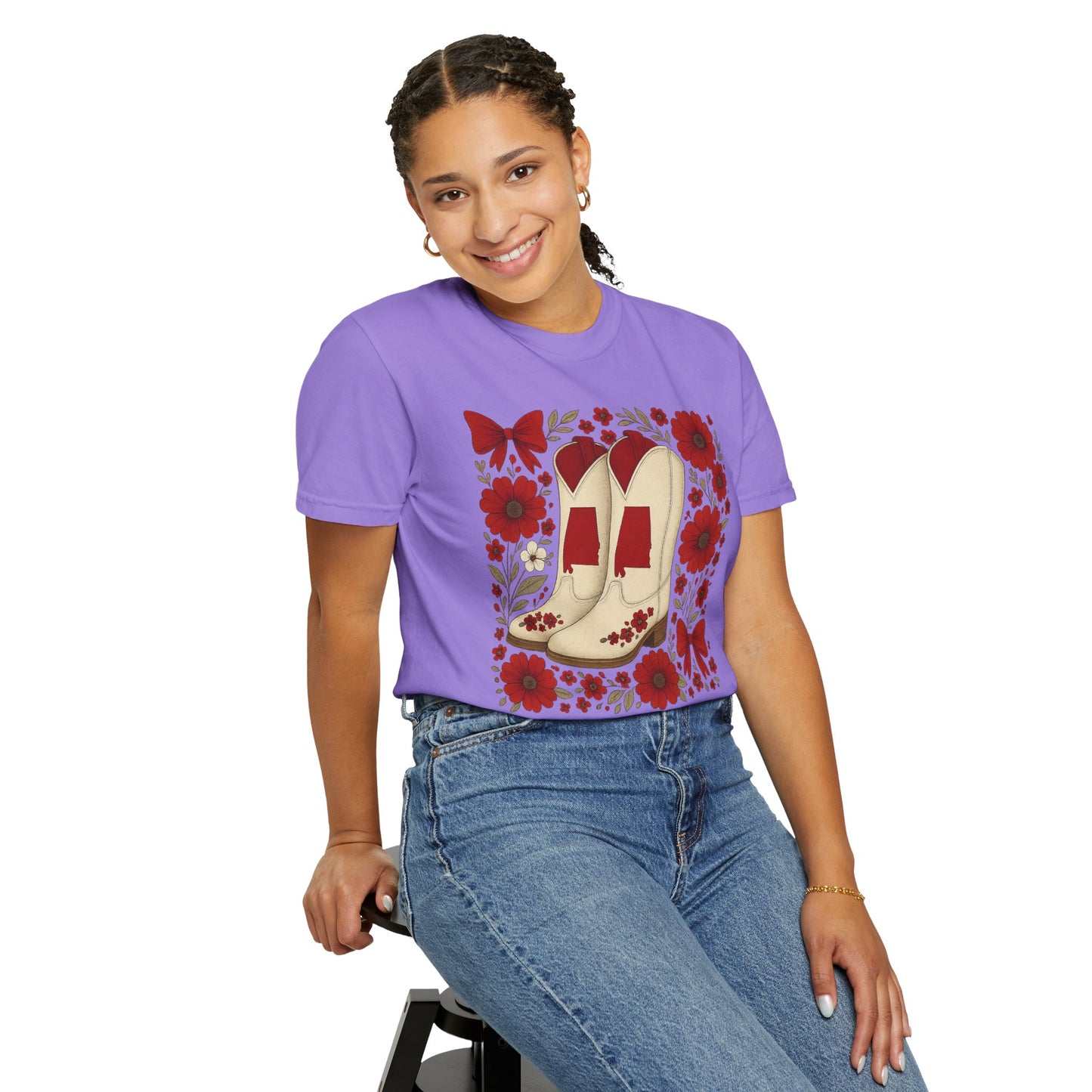 Vintage Cowboy Boots Floral Unisex T-shirt - Alabama Fan, Bama Game Day