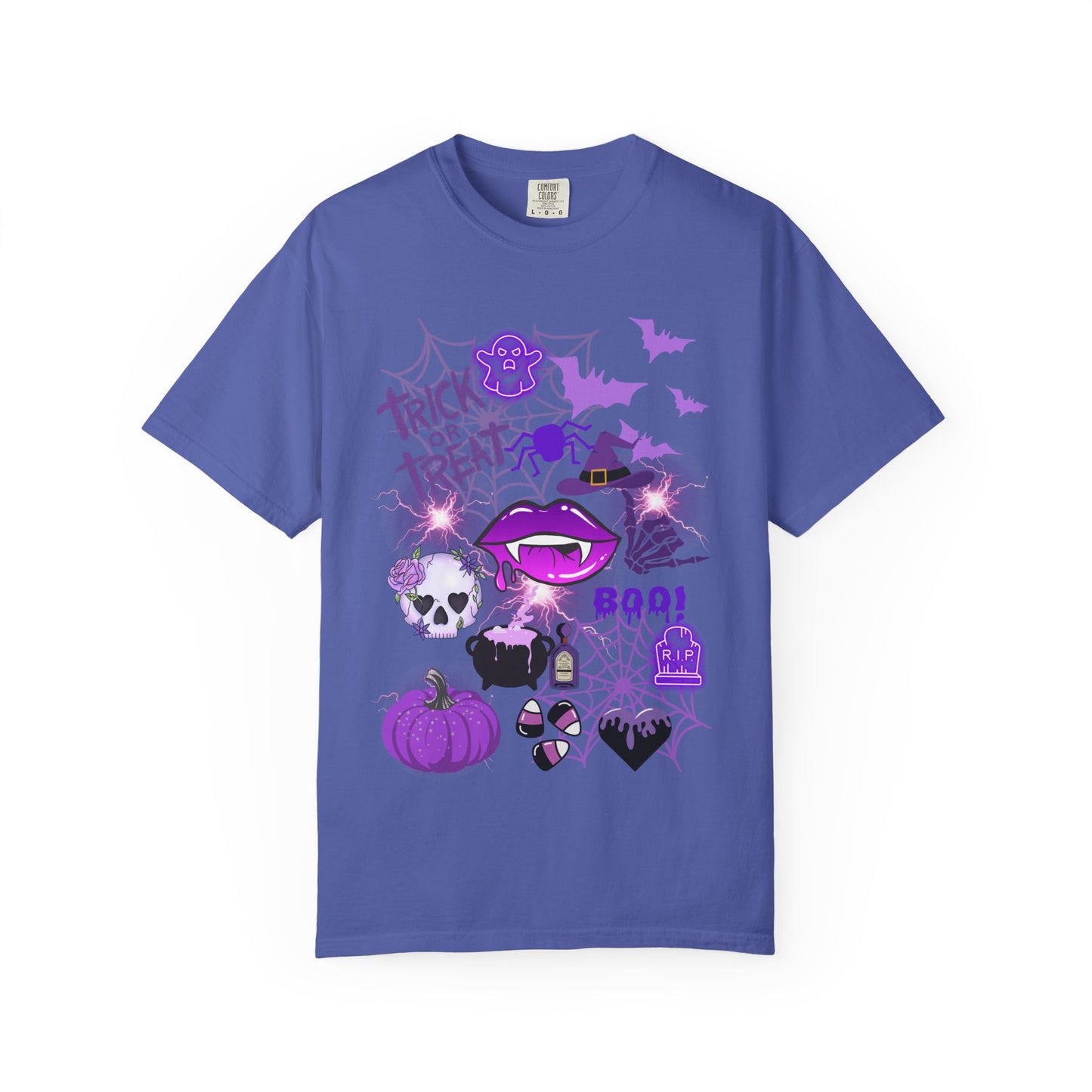 Spooky Purple Vibes Halloween Graphic T-Shirt, Fun Unisex Tee for Spooky Season, Trick or Treat, Boo! Shirt, Halloween Party Wear, Gift Idea