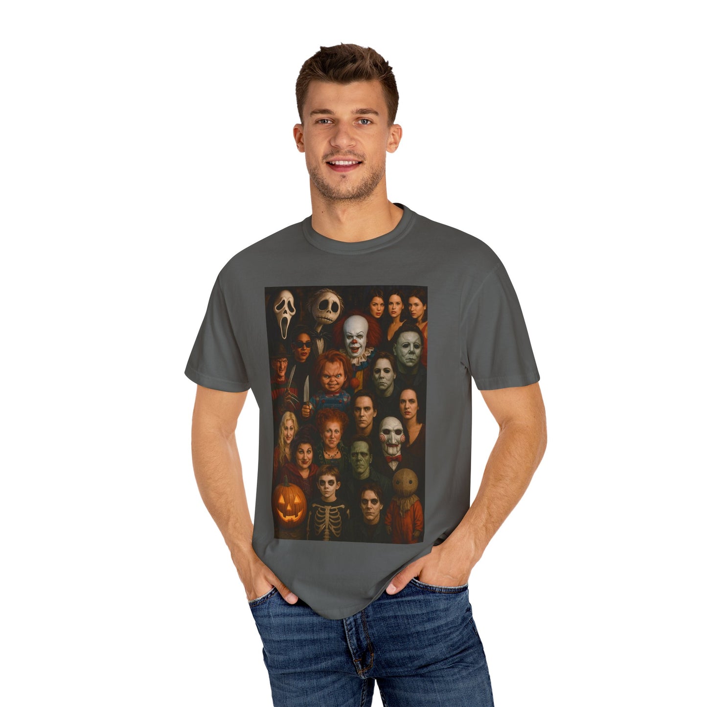 Spooky Halloween T-Shirt | Unisex Garment-Dyed Tee Featuring Iconic Horror Movie Characters, Perfect for Halloween Parties, Horror [...]