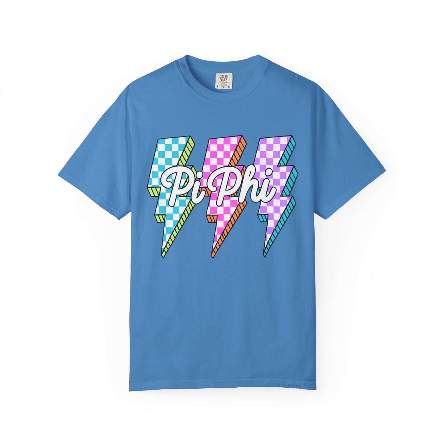PB Phi Lightning Bolt Unisex T-shirt | Vibrant Greek Life Apparel, Unique Gift for Sorority Sisters, Casual Wear, Celebrating Sisterhood