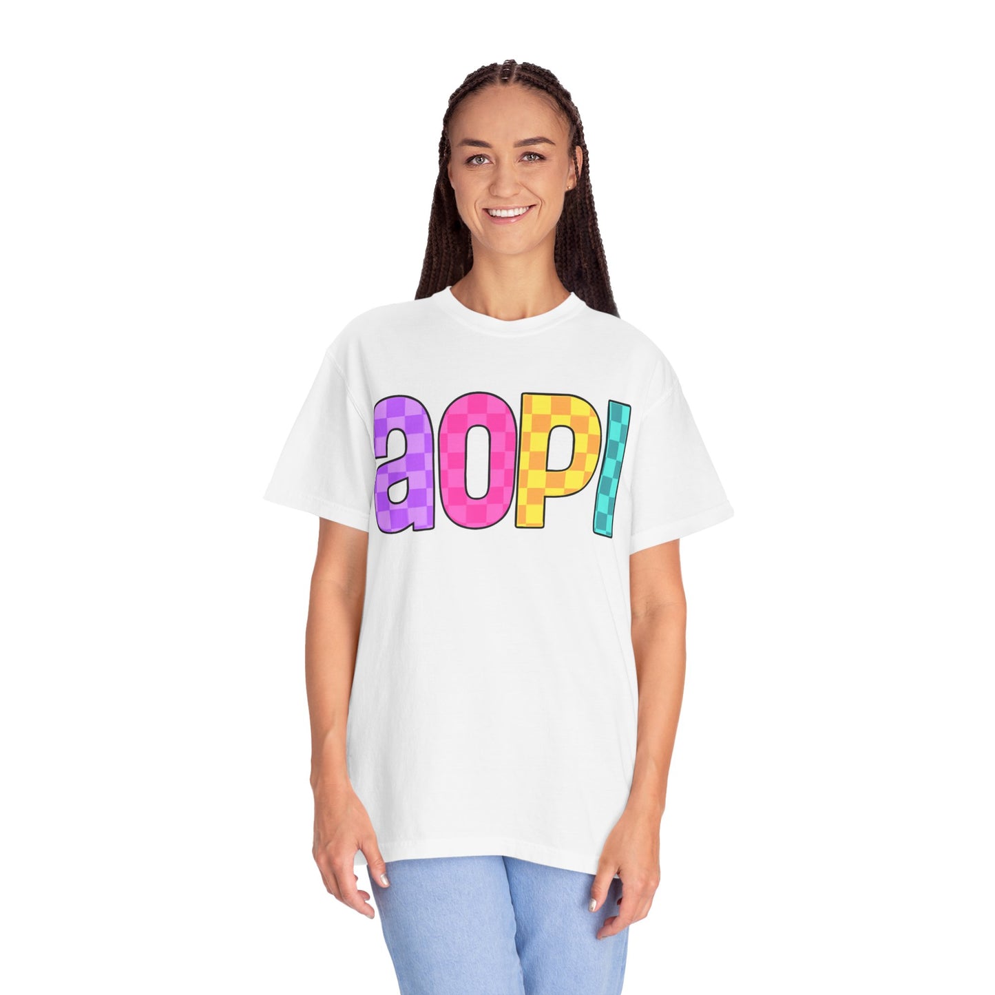 Colorful Graphic Tee - Trendy Unisex Garment-Dyed T-shirt for Casual Summer Wear and AOPI Spirit Gift