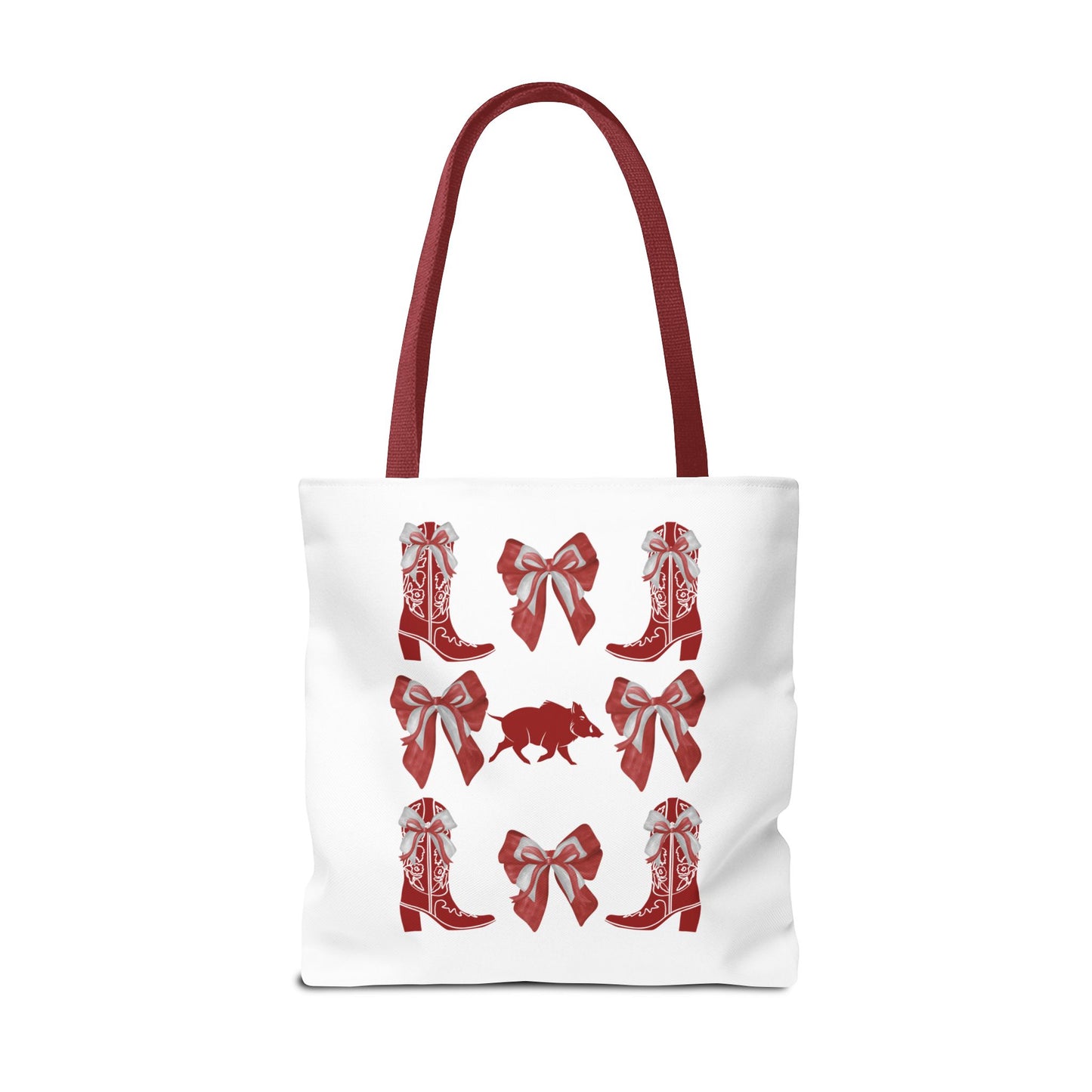 Arkansas Coquette Bow Chic Tote Bag - Stylish Carryall for Cowgirls, Woo Pig Gifts, AR Razorback Fan Gift, Arkansas Game Day Tote, Graduation Gift, Arkansas Alumni