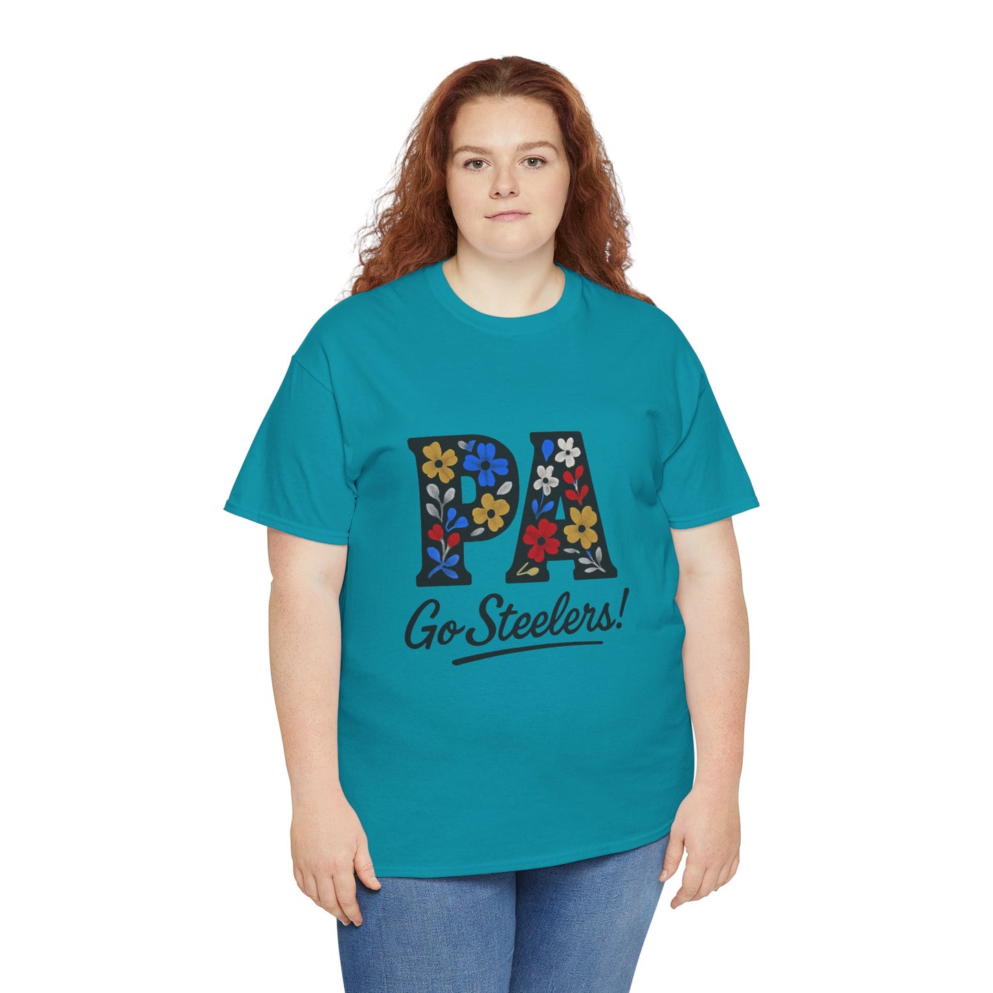 Sports Fan Tee - Floral PA Go Steelers Unisex Heavy Cotton Tee