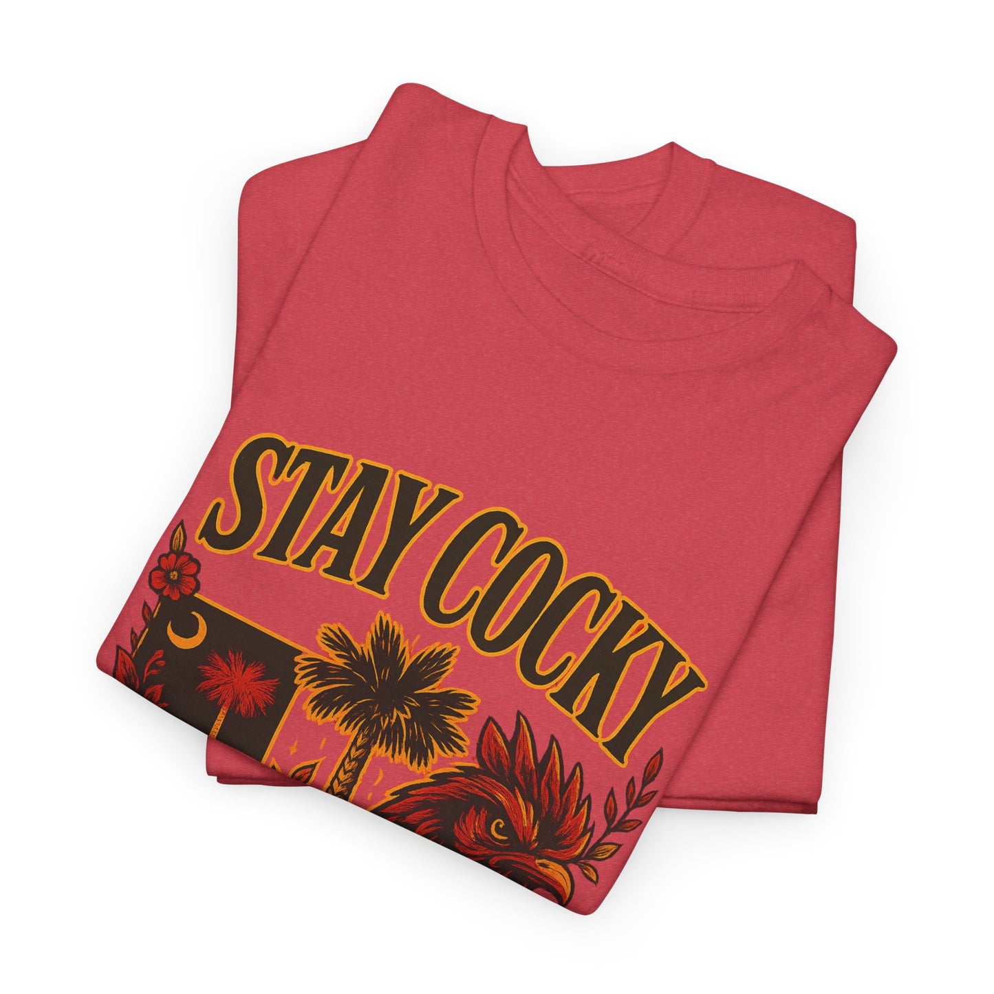 Stay Cocky Unisex Heavy Cotton Tee, Casual Graphic Tee, South Carolina Pride Shirt, Fun Vacation Wear, Perfect Gift for Gamecocks Fans