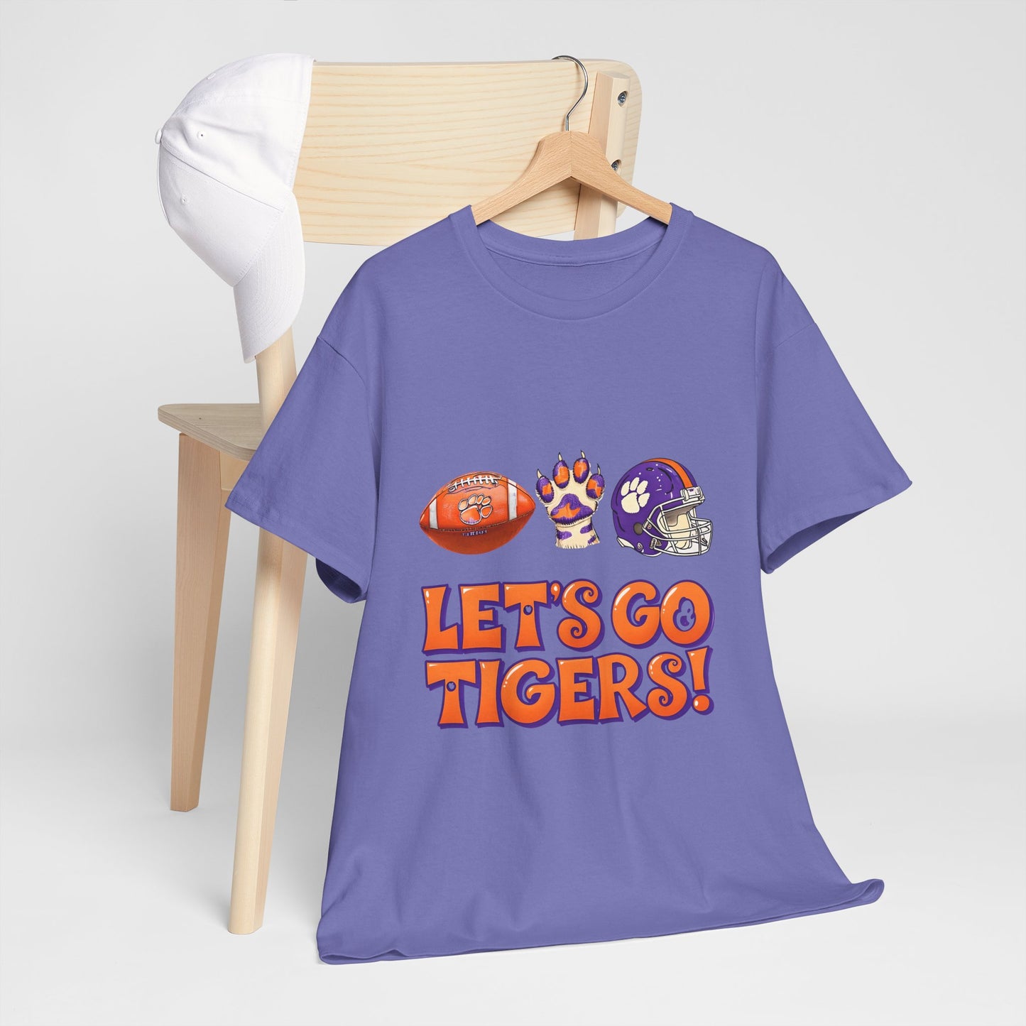 Unisex Heavy Cotton Tee - Let's Go Tigers! Sports Fan Tee, Game Day Shirt, Tailgate Apparel, Team Pride Top, College Football Gear