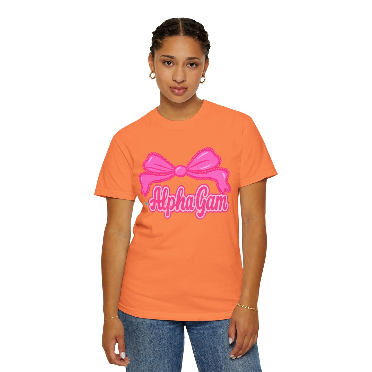 AlphaGam Bow T-Shirt | Unisex Garment-Dyed Tee for Sorority Sisters, College Apparel, Gifts for Greek Life, Casual Outfit, Sorority [...]