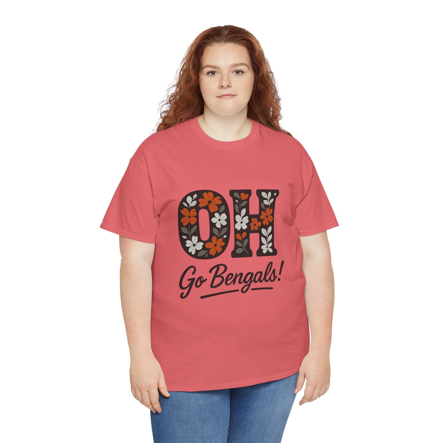 Bengals Floral Tee - Unisex Heavy Cotton