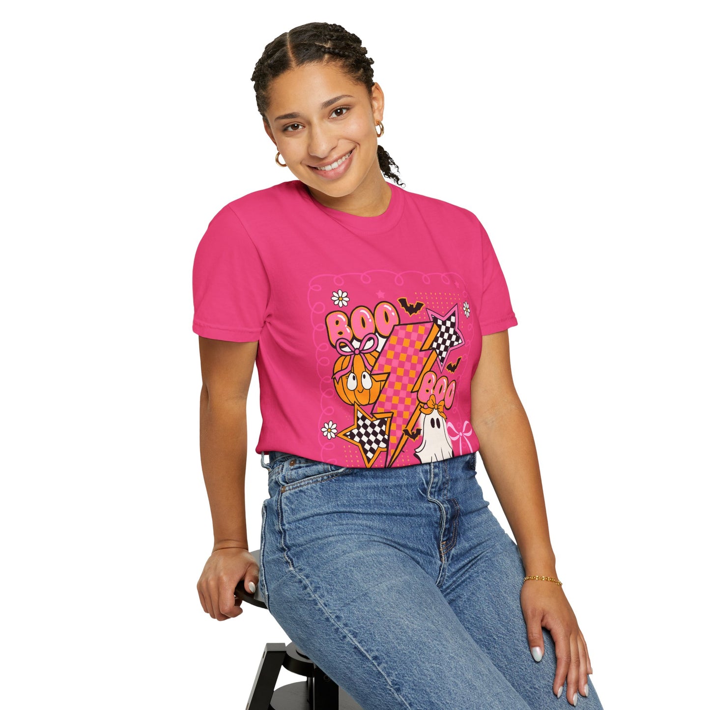 Retro Design Orange & Pink Unisex Halloween T-Shirt