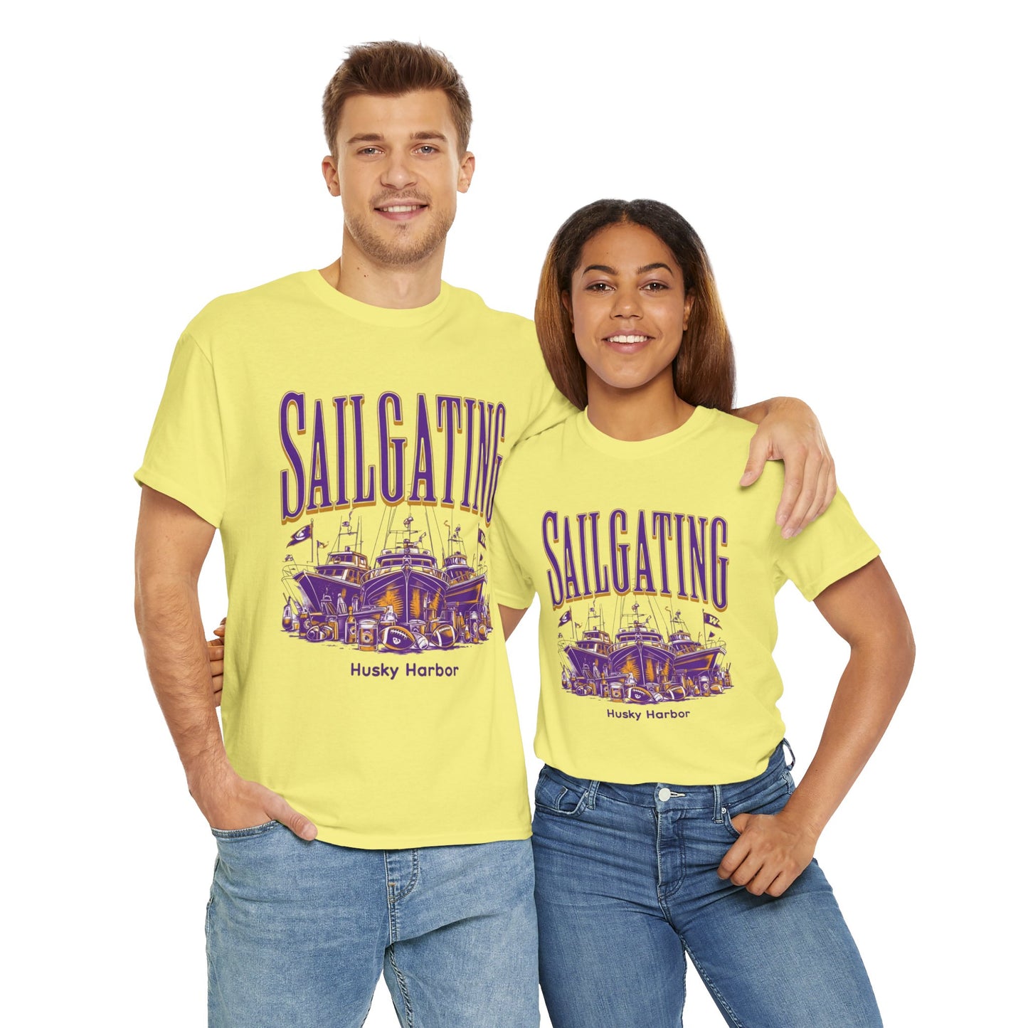Sailgating Tee - Washington Huskies Unisex Heavy Cotton Shirt