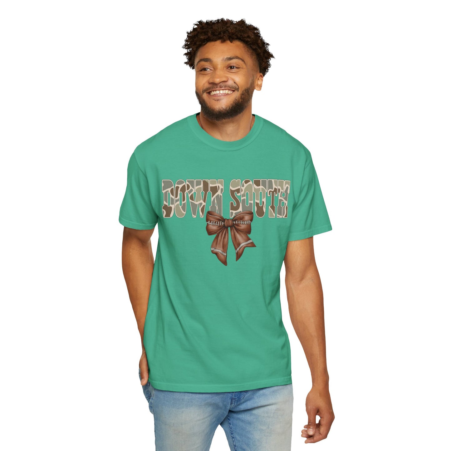 Camo Bow Graphic Tee - Trendy Apparel for Casual Outings and Birthdays