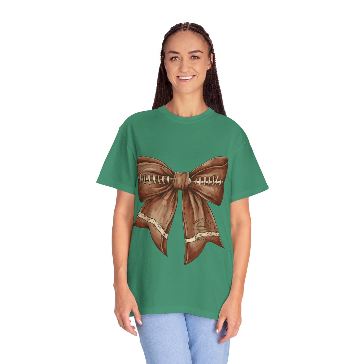 Football Bow T-Shirt: Unisex Casual Wear for Game Day Apparel