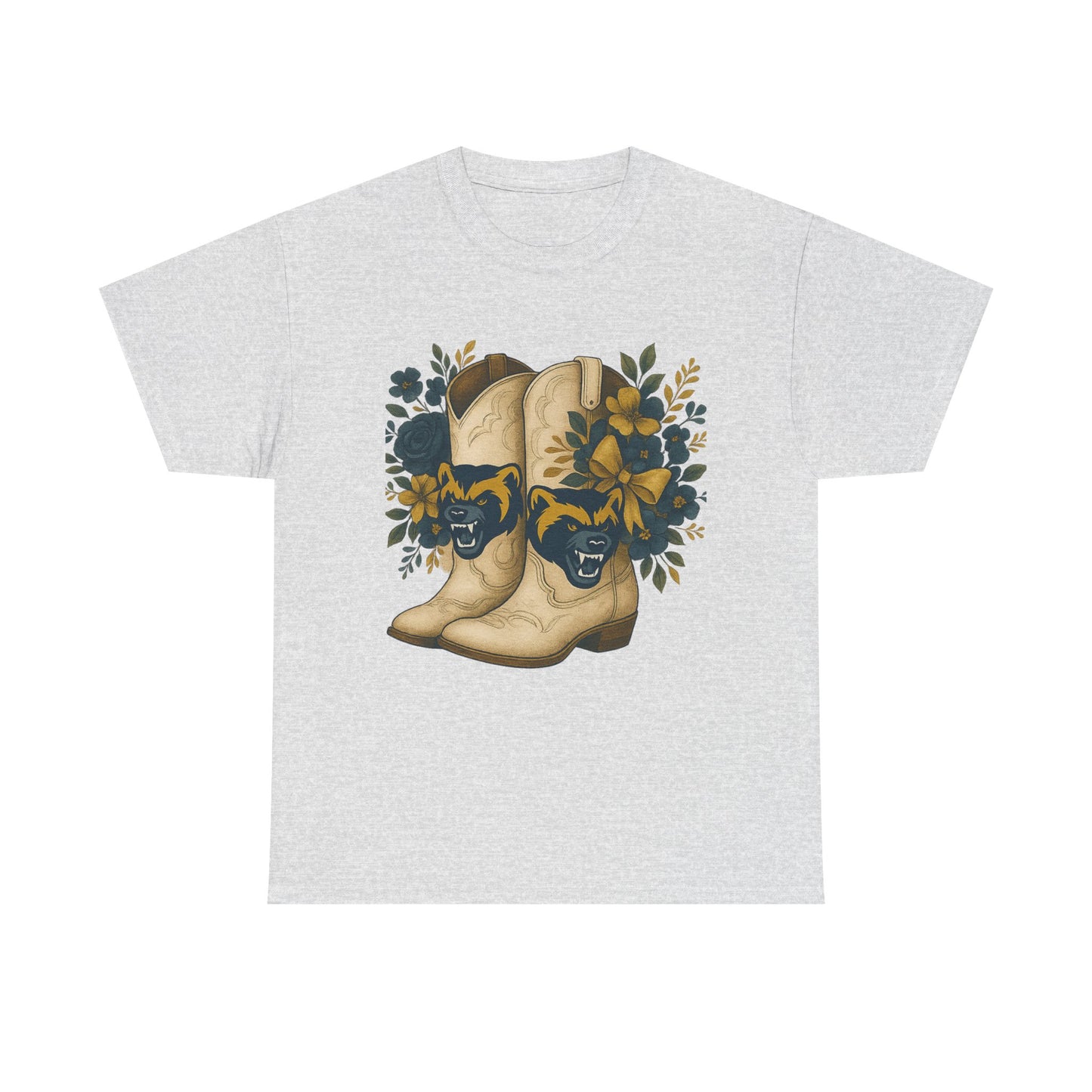 Graphic Tee - Michigan Wolverines Maize and Blue Country Chic Floral Cowboy Boots Vintage Style Shirt