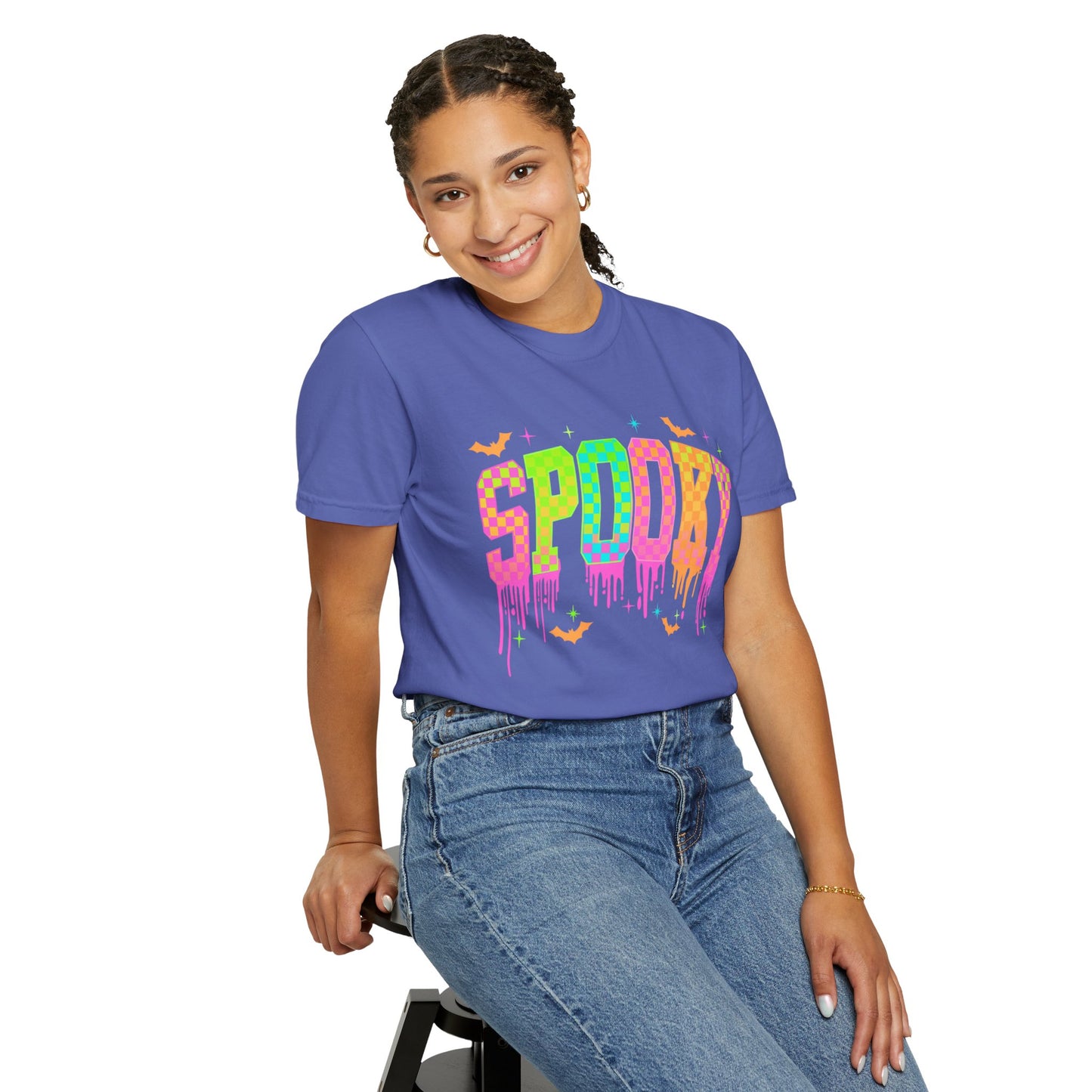 Colorful Neon Checkered Spooky T-Shirt