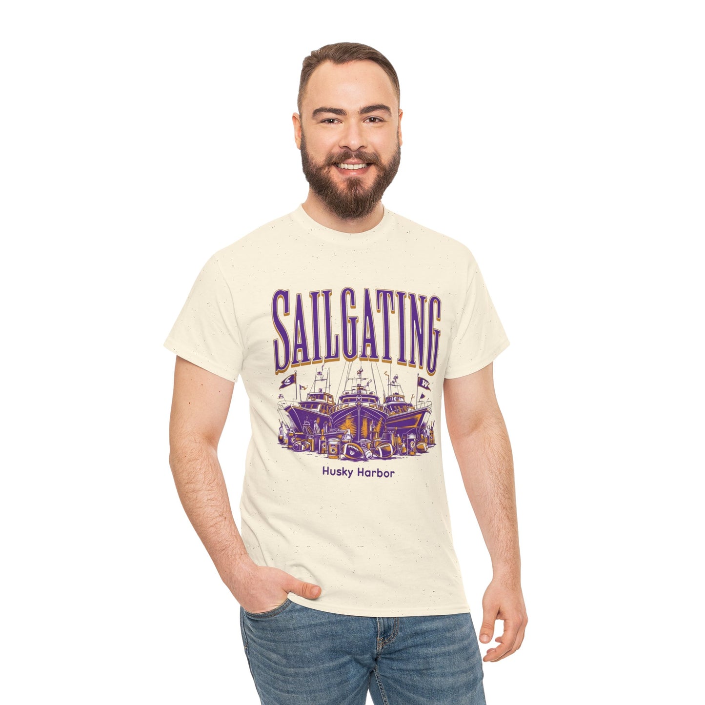 Sailgating Tee - Washington Huskies Unisex Heavy Cotton Shirt