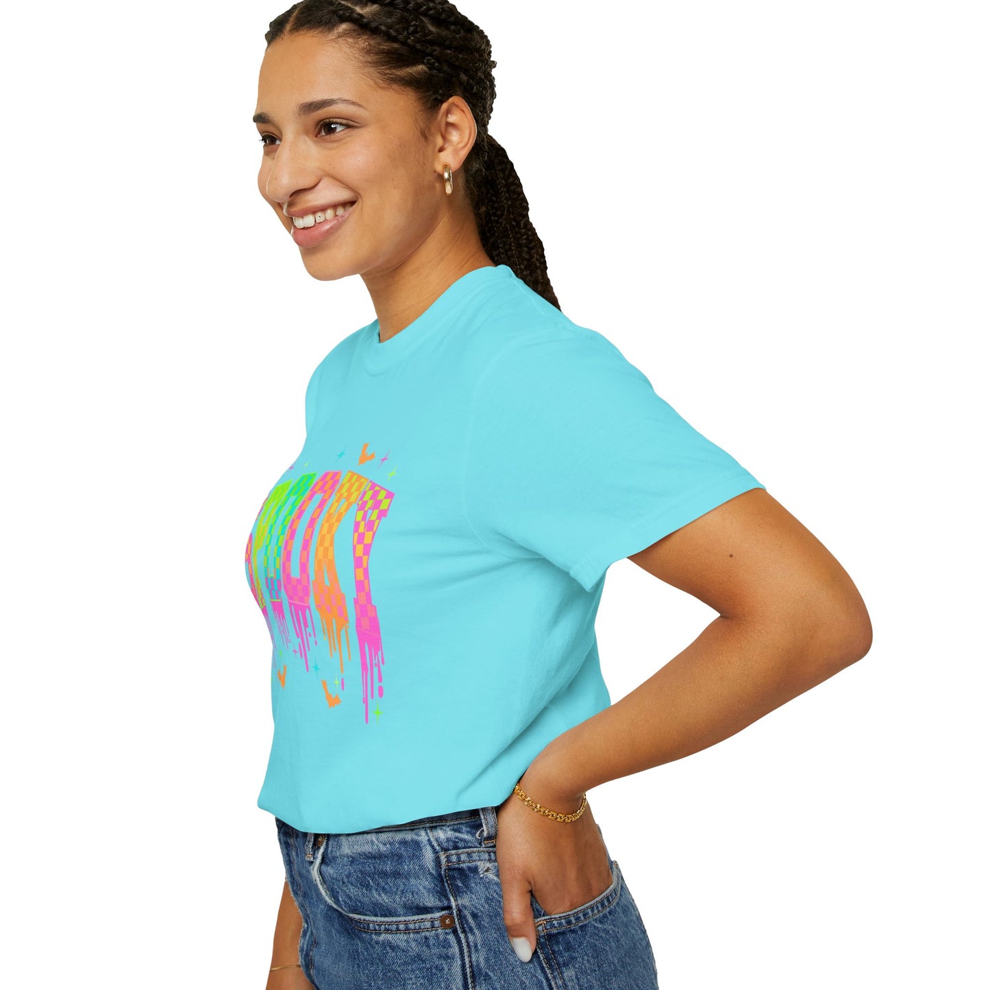 Colorful Neon Checkered Spooky T-Shirt