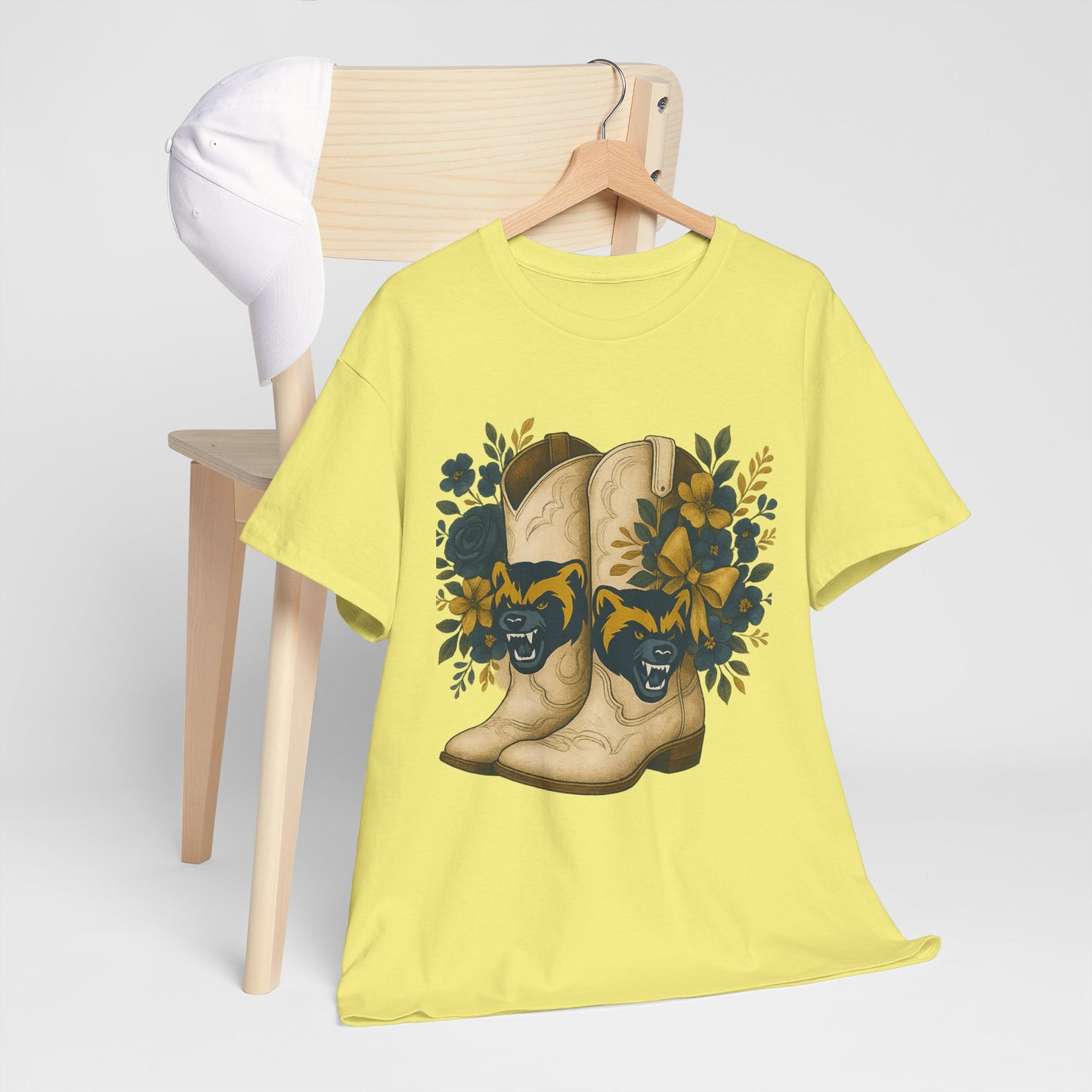 Graphic Tee - Michigan Wolverines Maize and Blue Country Chic Floral Cowboy Boots Vintage Style Shirt