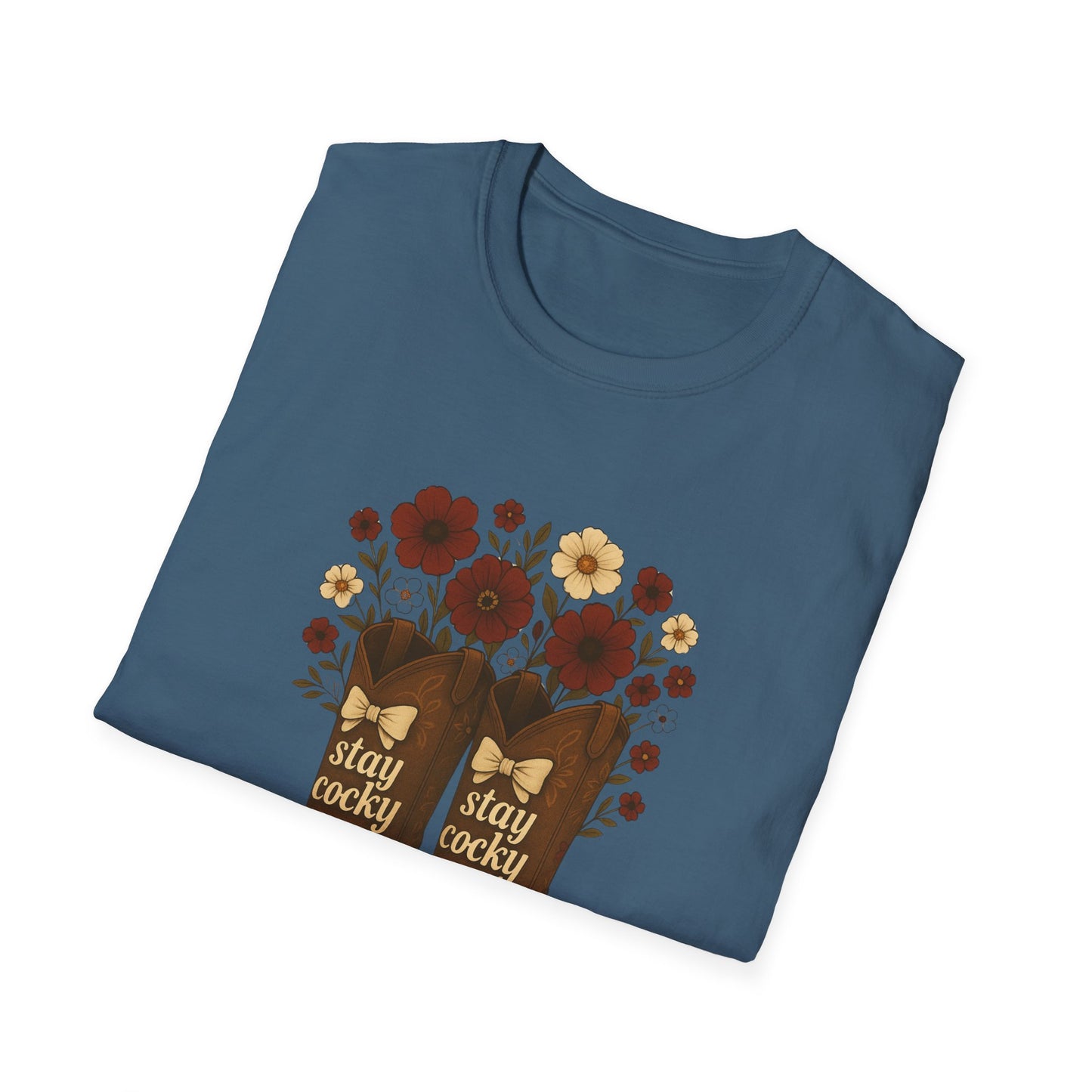 Sc stay cocky coquette t-shirt, Lucky Cowboy Boots T-Shirt, Country Style Tee, Floral Graphic Shirt, Gift for sc fan, go gamecocks, sc game day, graduation gift, college student gift