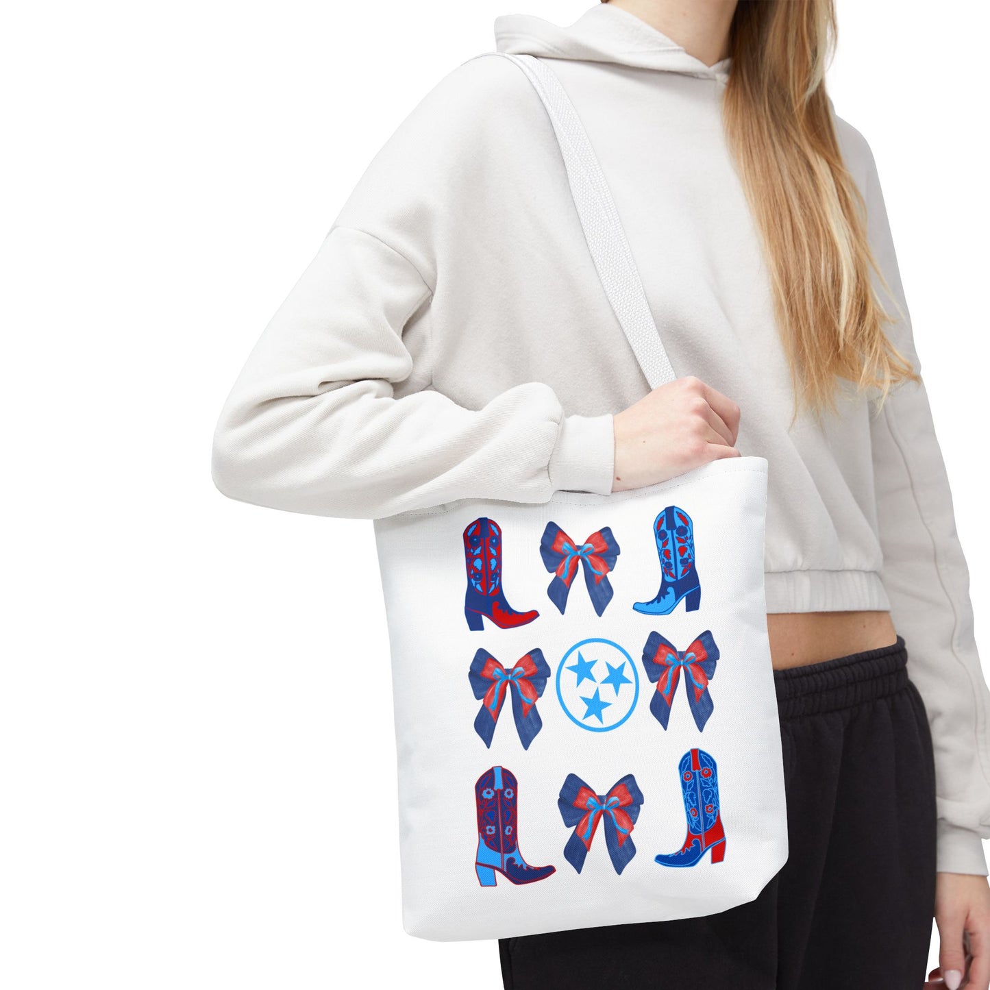 Tote Bag - Tennessee Titans Coquette Bow Design - Titan Up NFL Game Day Gift Nashville TN