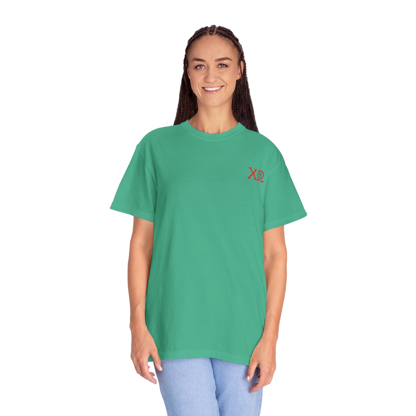 Chi Omega Sister T-Shirt, Sorority Apparel, College Tee, Garment-Dyed Shirt, Greek Life Merchandise, Casual Wear
